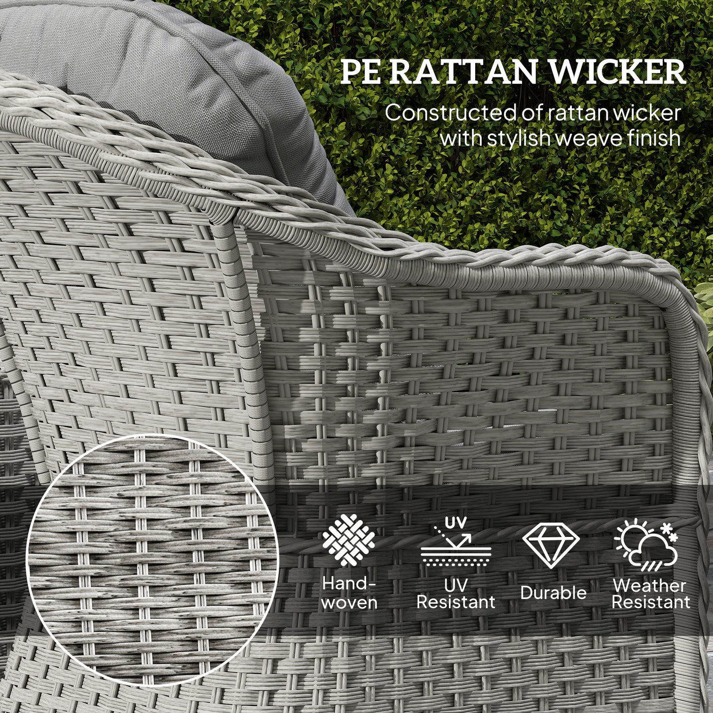 Three-Piece Super Padded Rattan Set