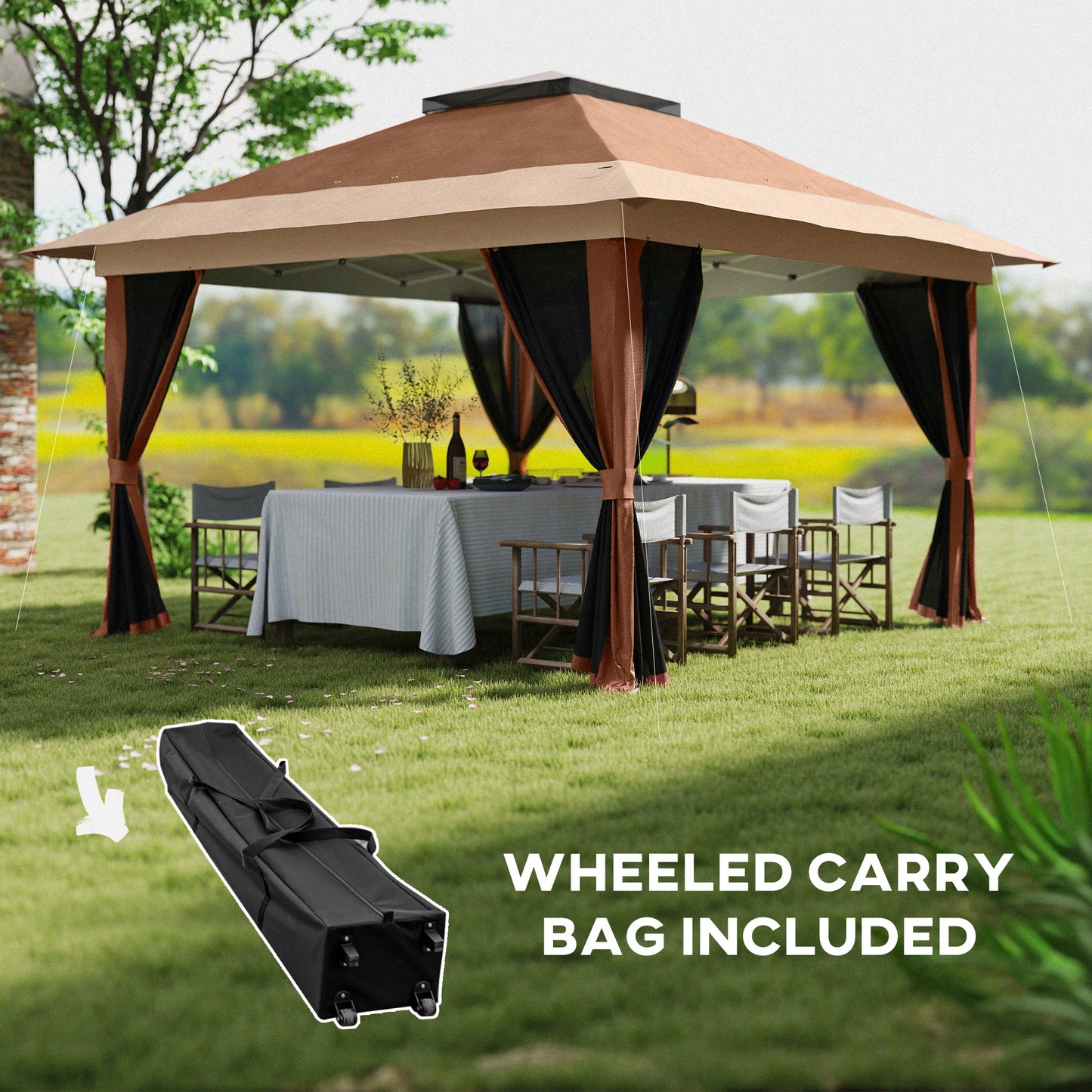 3.6 x 3.6m Pop-Up Gazebo, with Accessories
