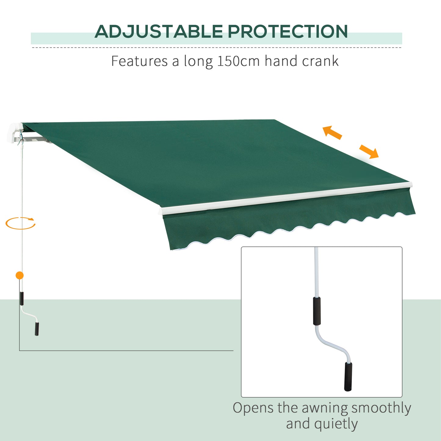 Awning Canopy Manual Retractable Porch Sun Shade Shelter 3 x 2m