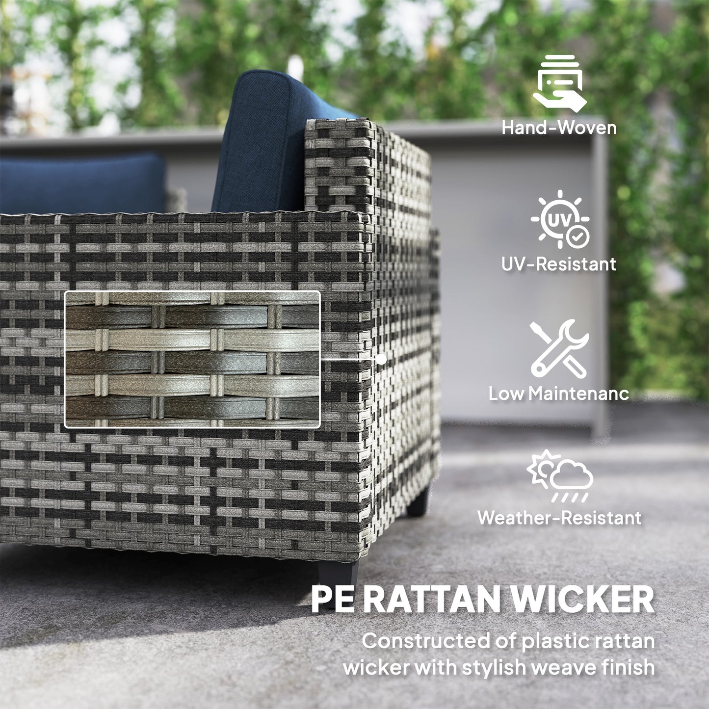 Six-Piece Modular Rattan Sofa Set
