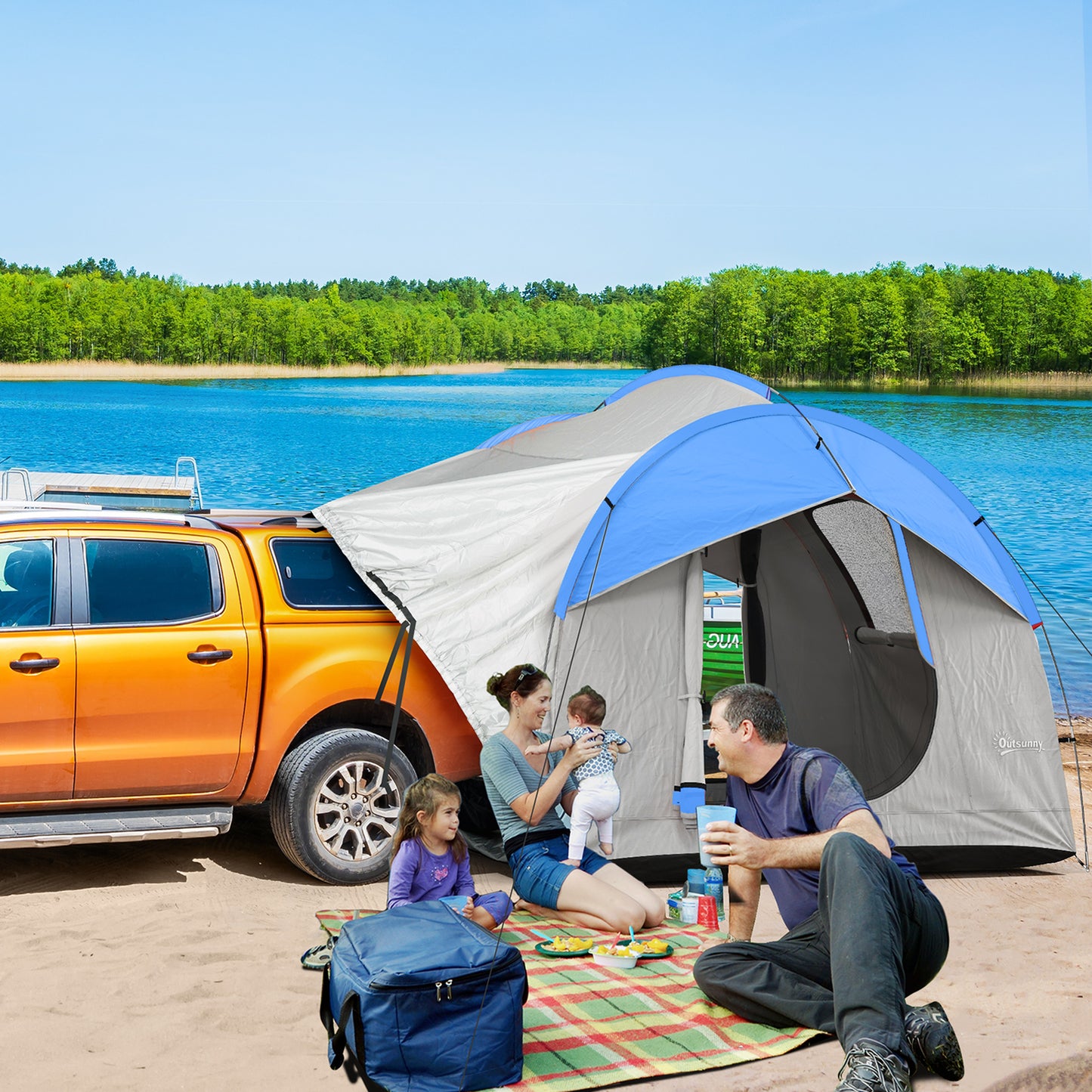 SUV Car Tent for Camping, Waterproof PU2000mm, 5 Man Tailgate Tent