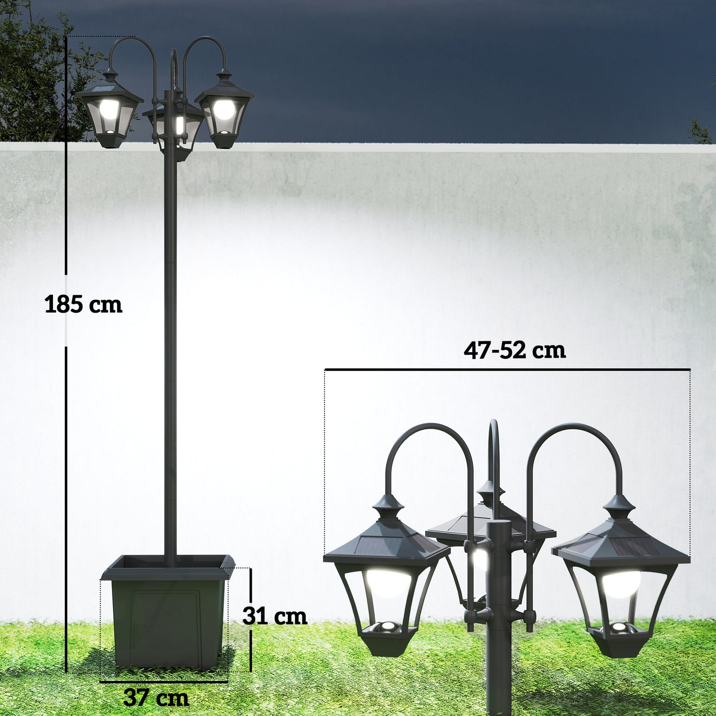 Solar Lamp Post with Dusk-to-Dawn Sensor Street Light