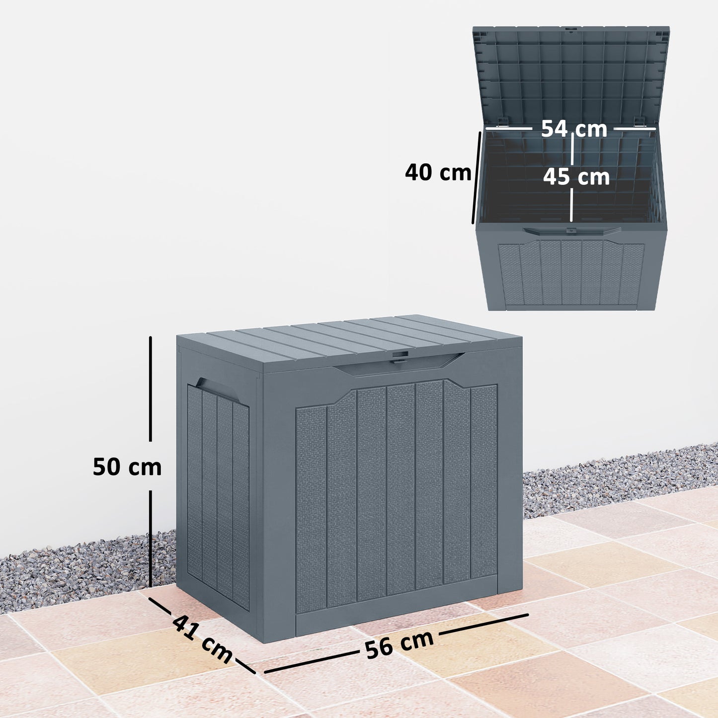 93L Plastic Garden Storage Box, Outdoor Storage Box with Handles