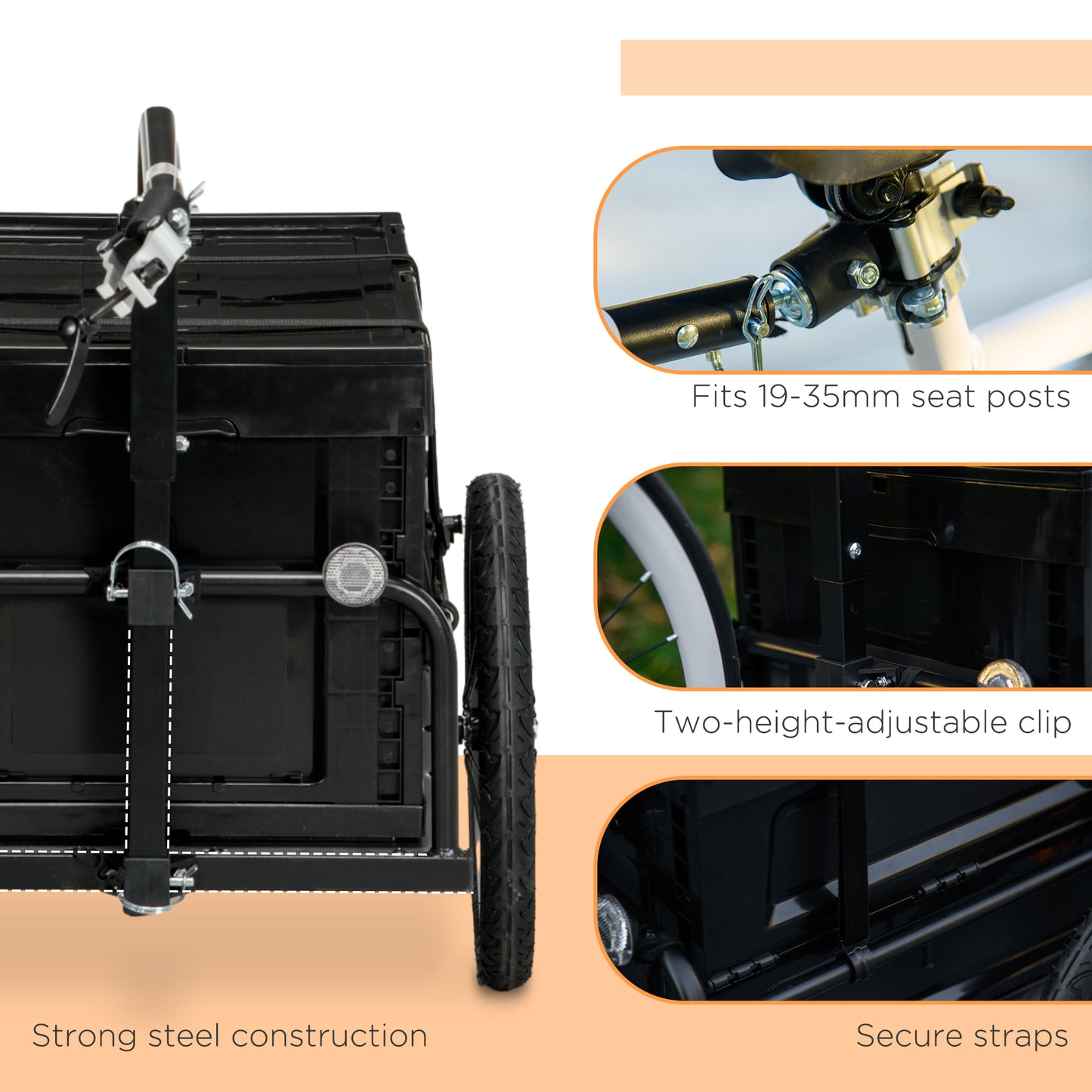Steel Trailer for Bike, Bicycle Cargo Trailer