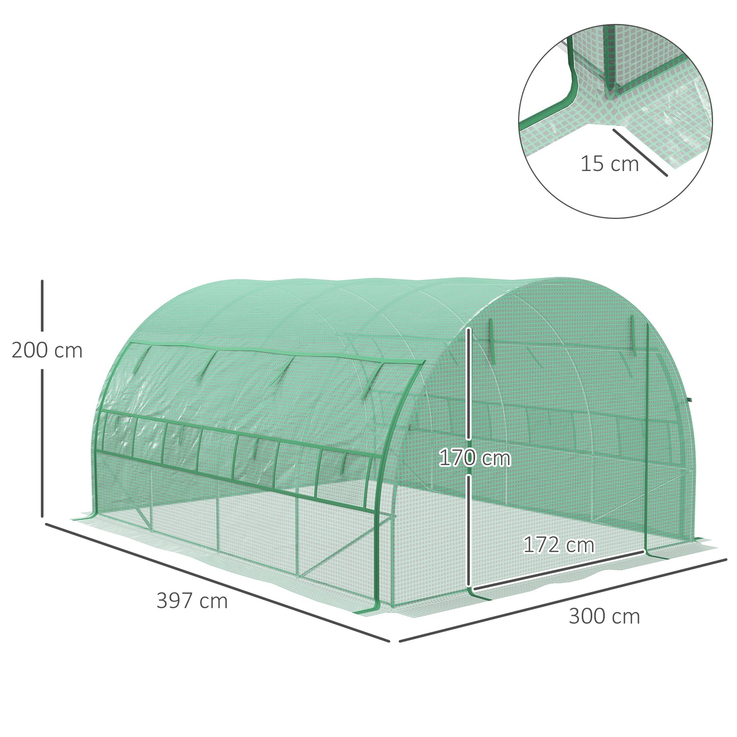Polytunnel Greenhouse Walk-in Grow House Tent with Roll-up Sidewalls (1)