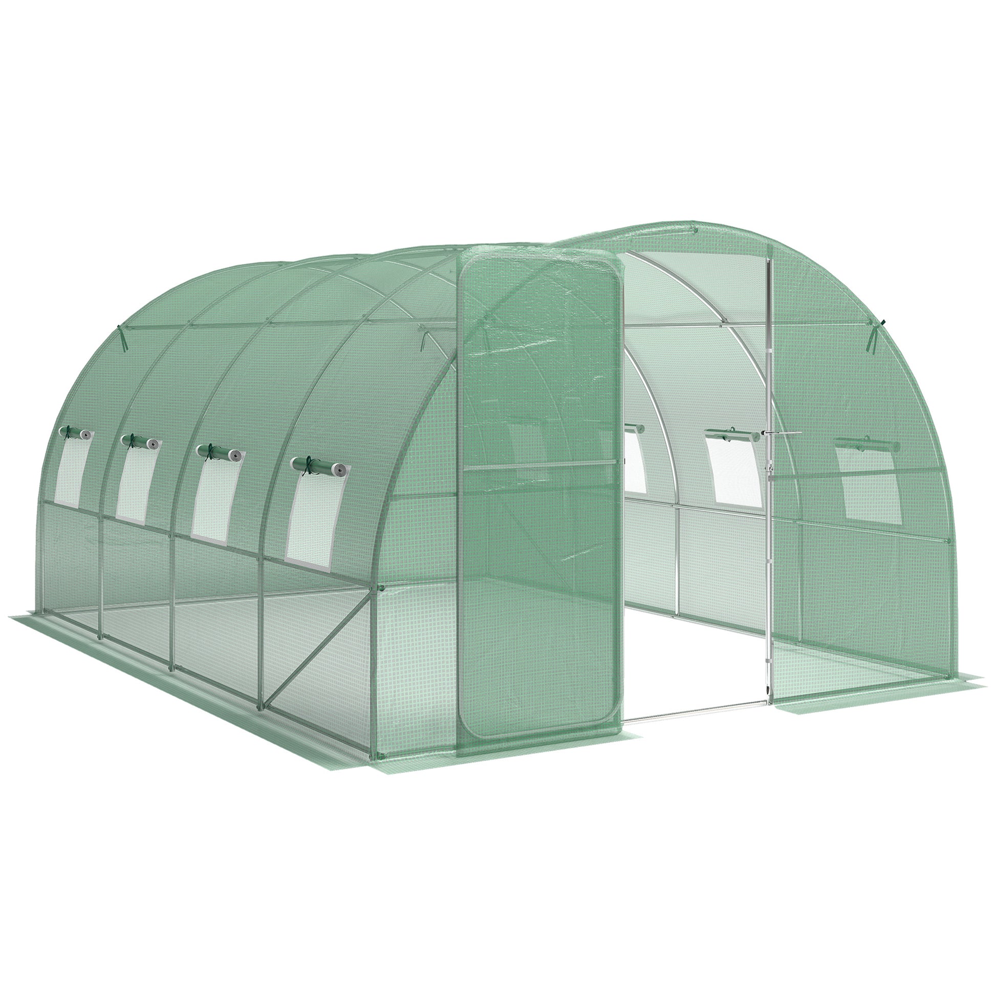 3 x 4 m Walk-in Polytunnel Greenhouse with Hinged Door