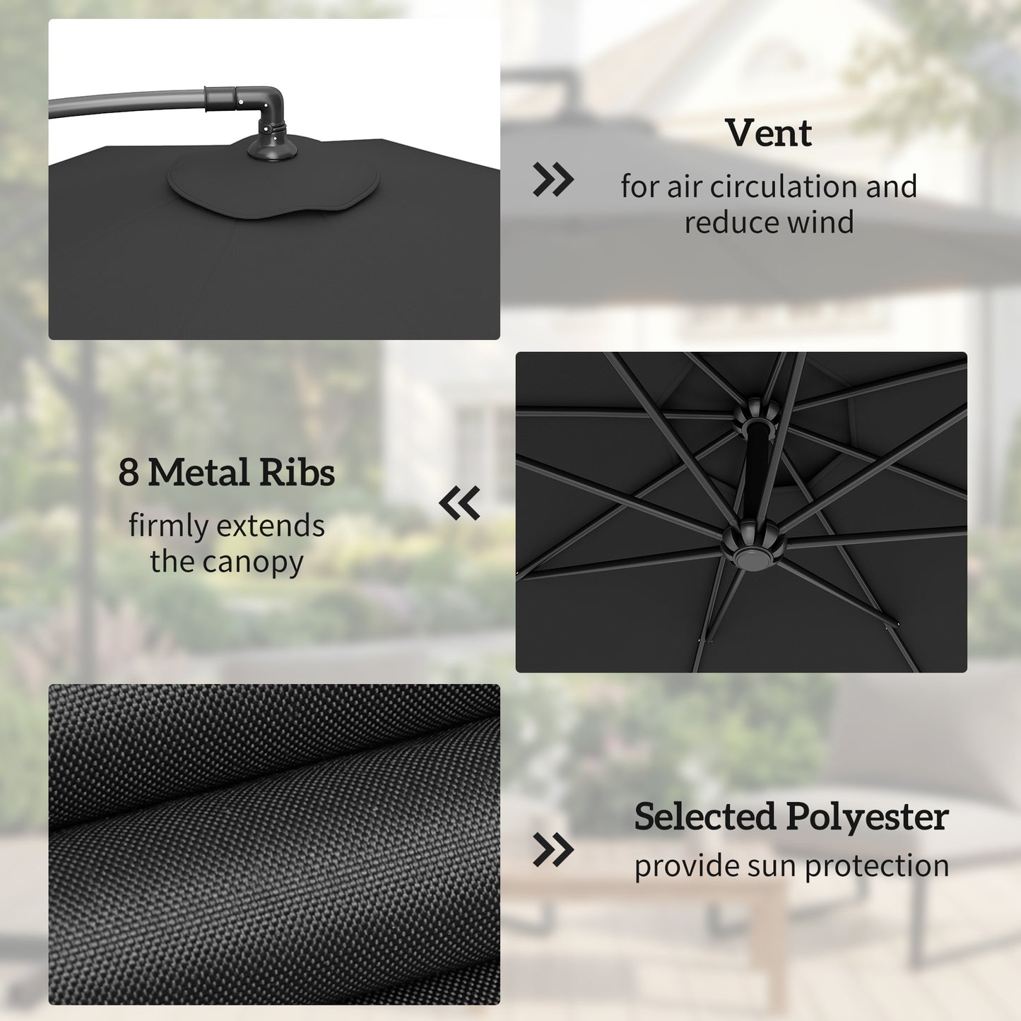 3m Overhanging Parasol, with Base, Weights and Cover