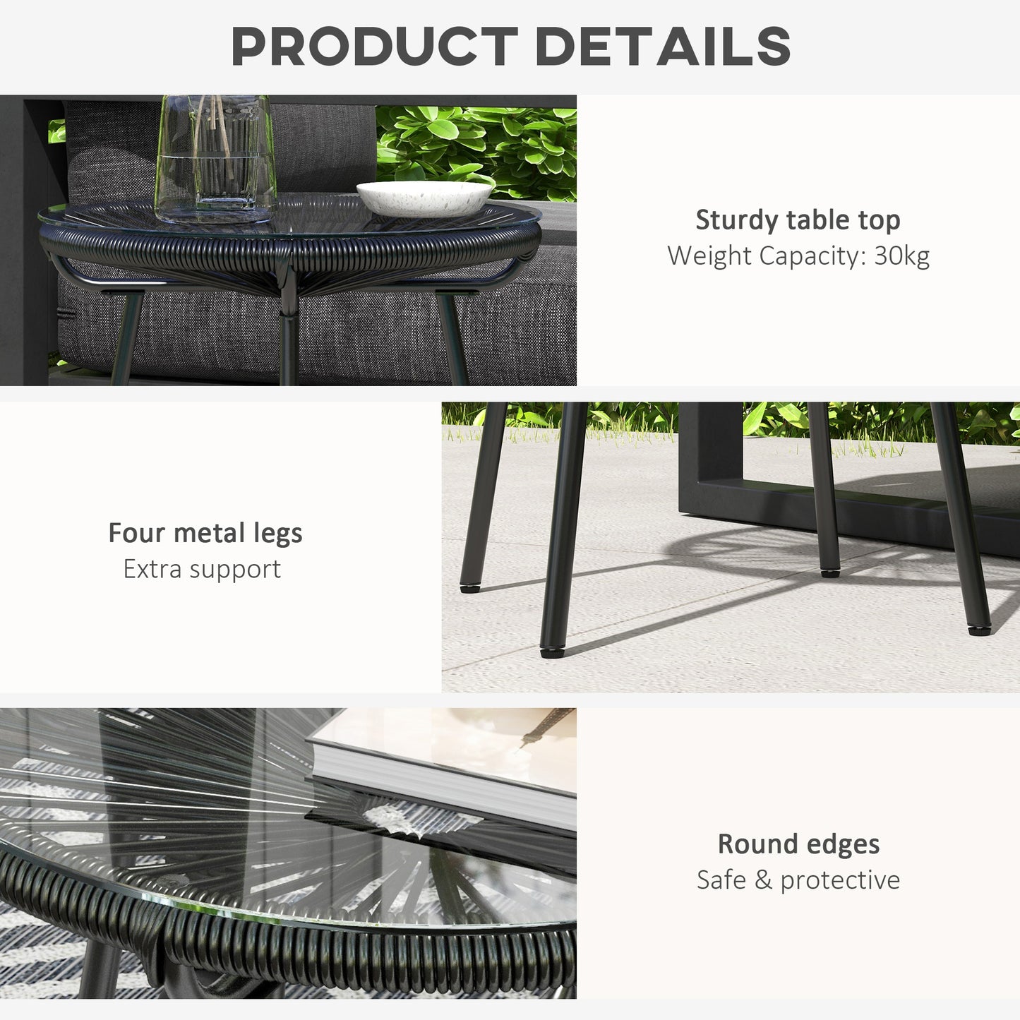 Rattan Side Table, Round Outdoor Coffee Table