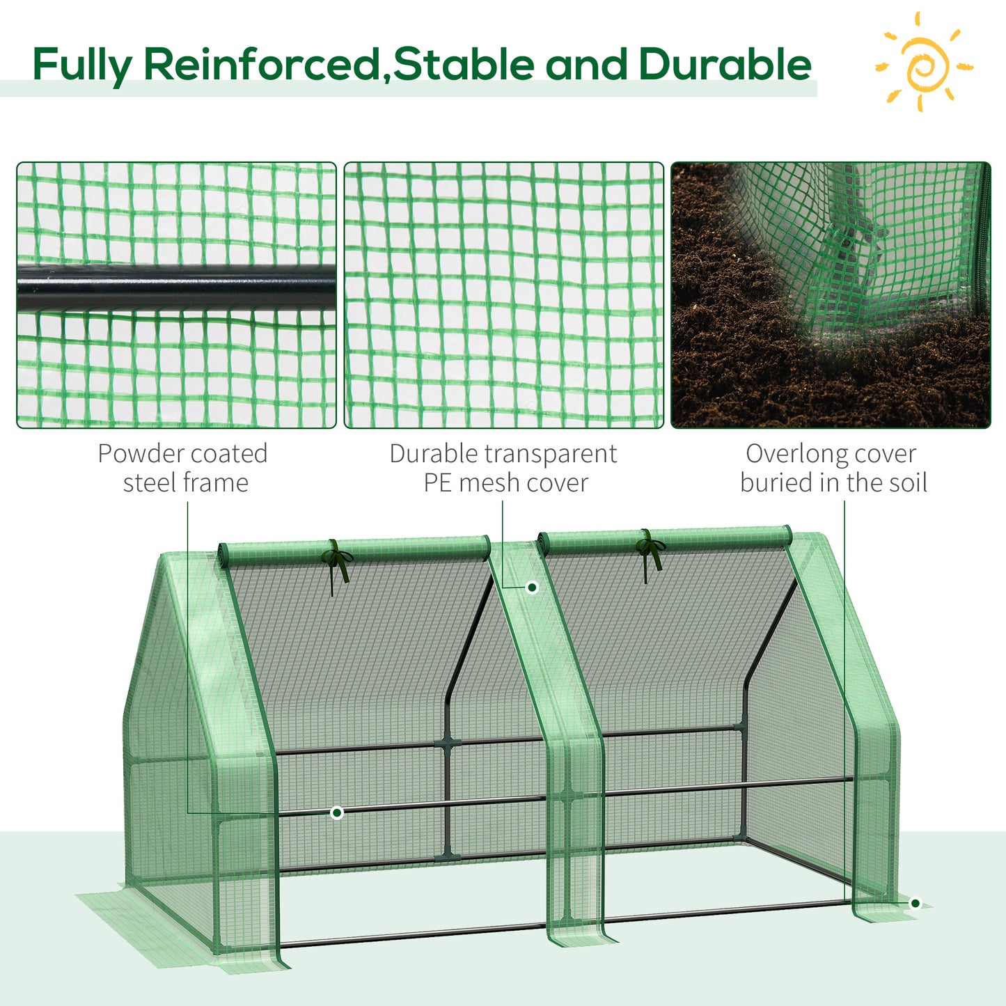 Mini Small Greenhouse with Steel Frame & PE Cover & Zippered Window