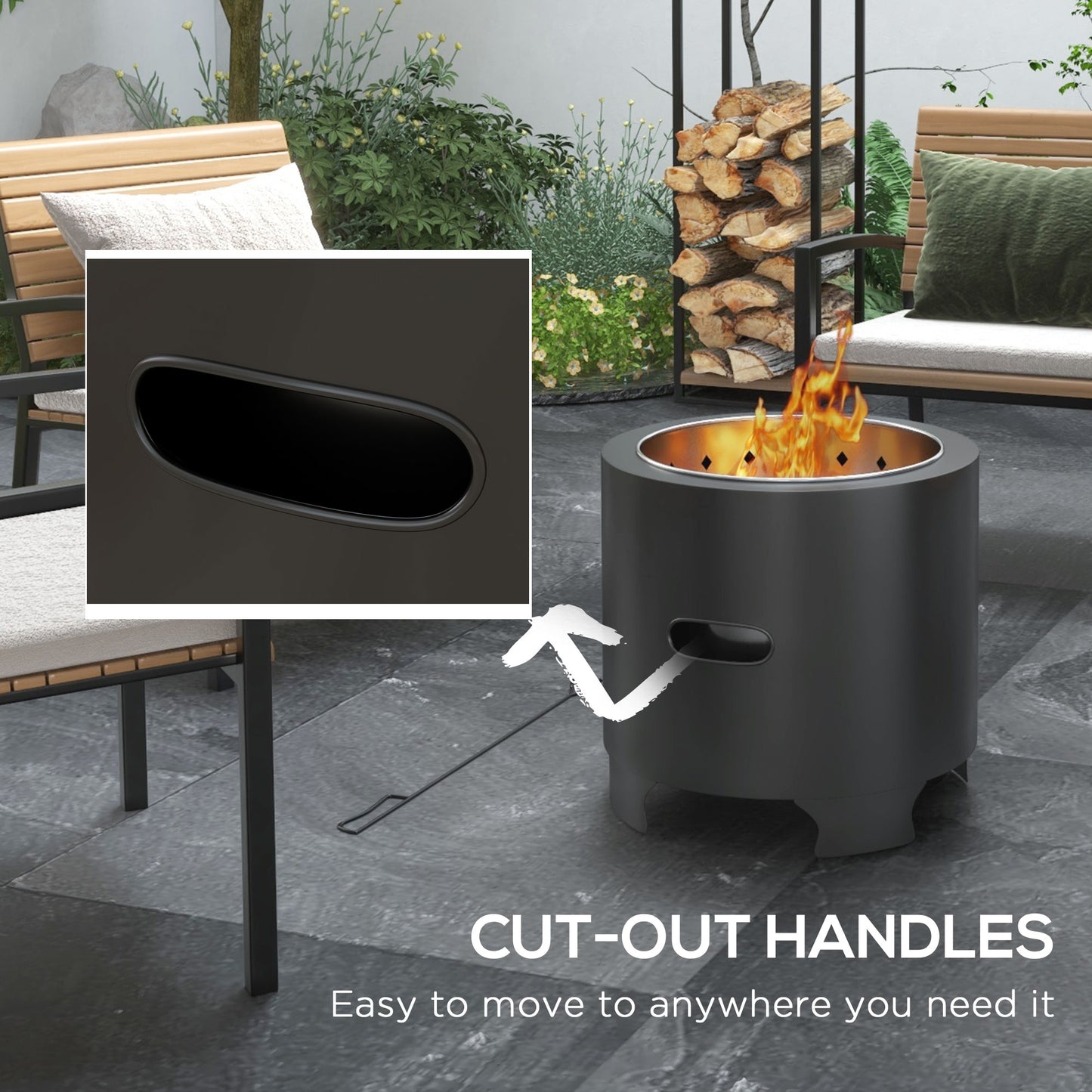 Smokeless Fire Pit, 45cm Portable Wood Burning Firepit
