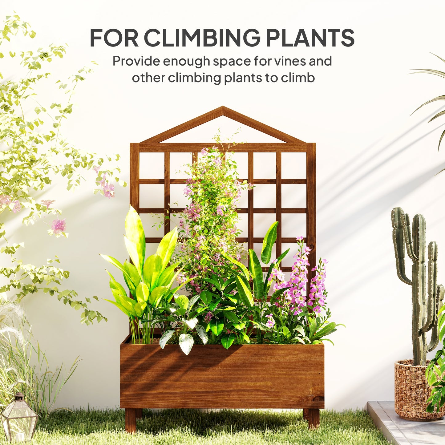 Garden Planters with Trellis for Vine Climbing (2)