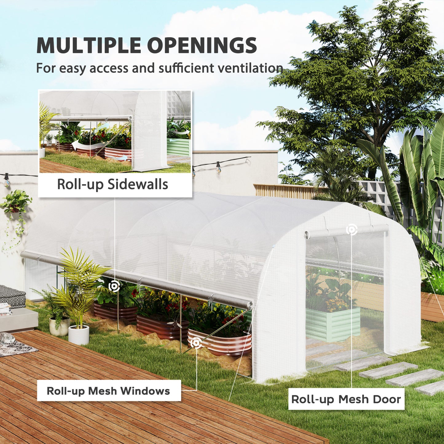 19.5 x 9.8ft Tunnel Greenhouse, with Accessories