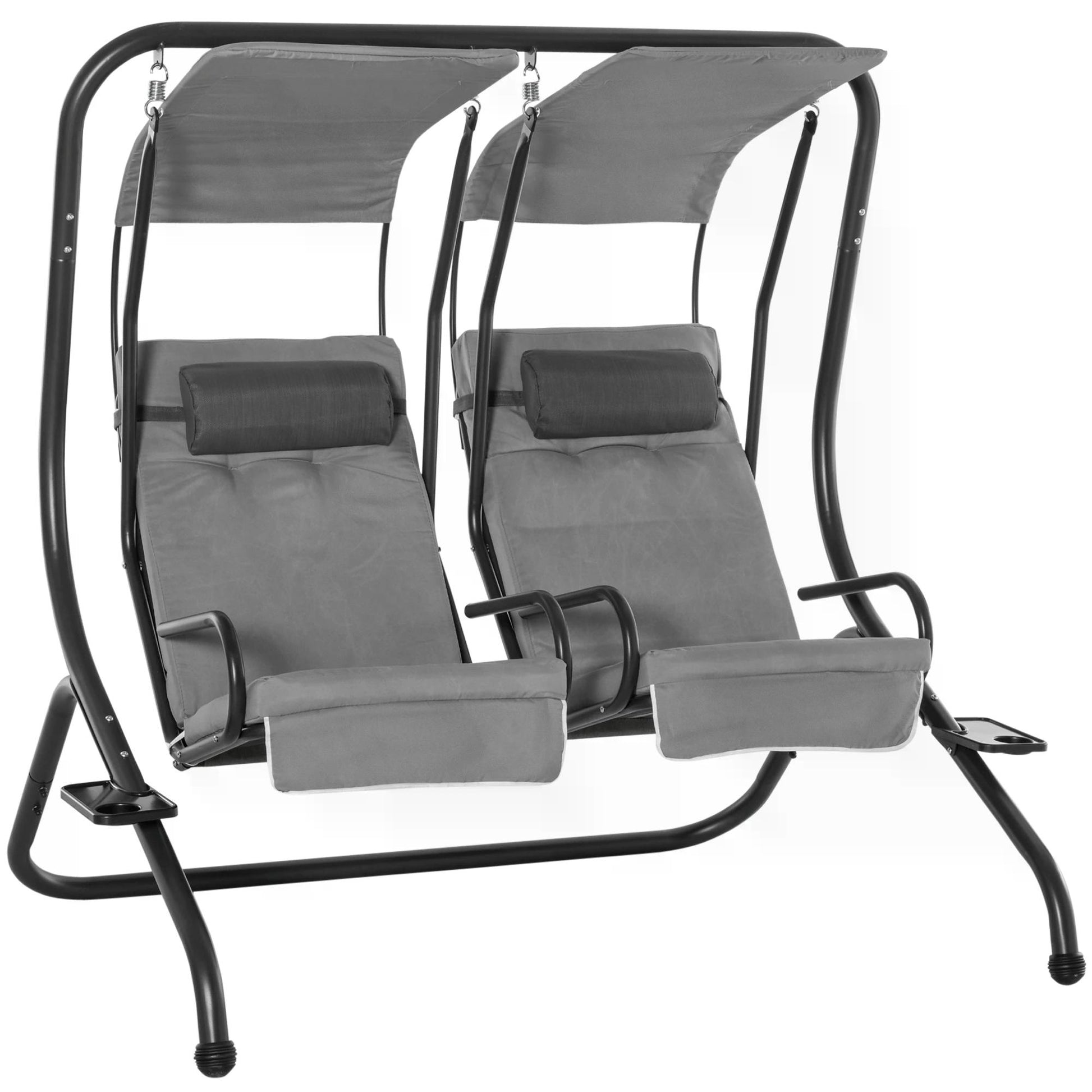 Canopy Swing 2 Separate Relax Chairs w/ Handrails and Removable Canopy