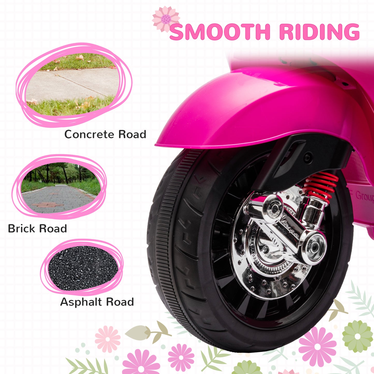 12V Vespa Licensed Kids Electric Motorbike w/ Music, Headlights