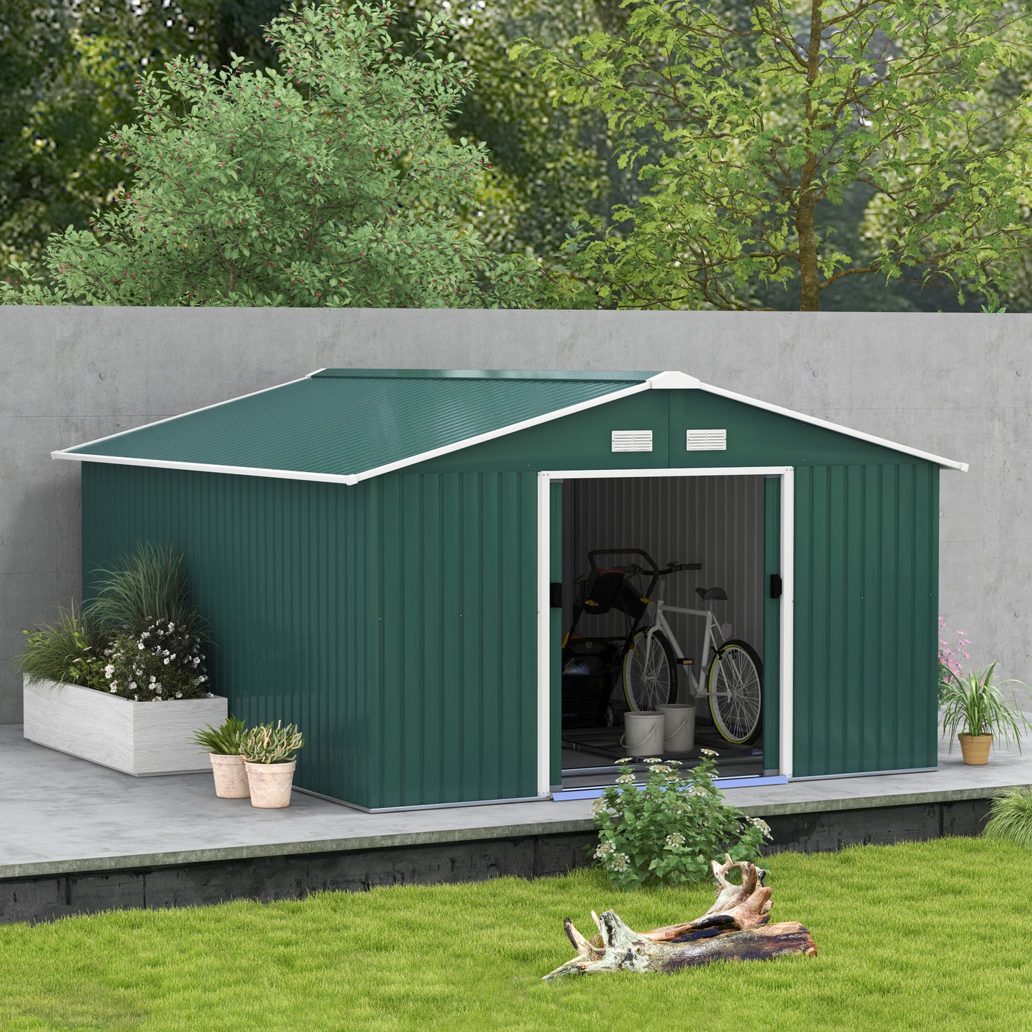 12.5ft Sliding Door Durable Steel Storage Shed