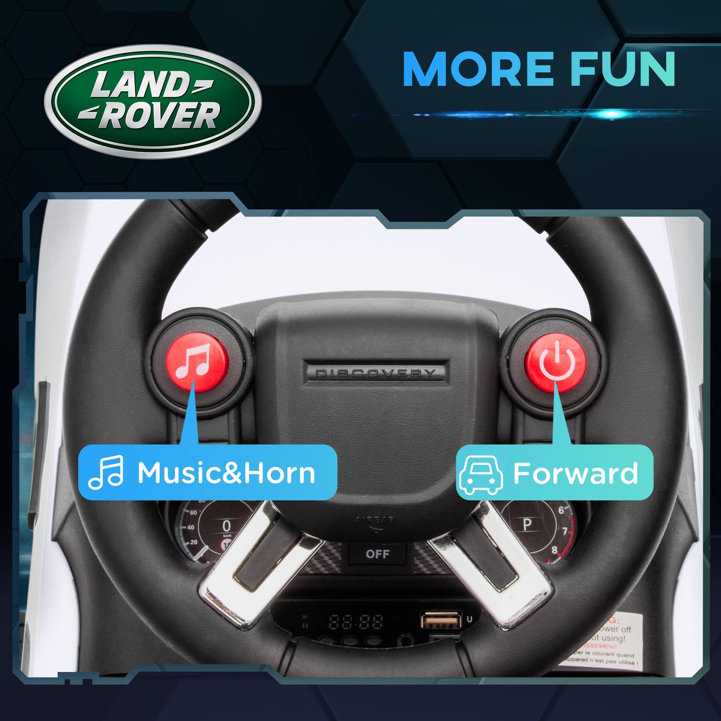 2-in-1 Land Rover Licensed 6V Kids Electric Ride On Car