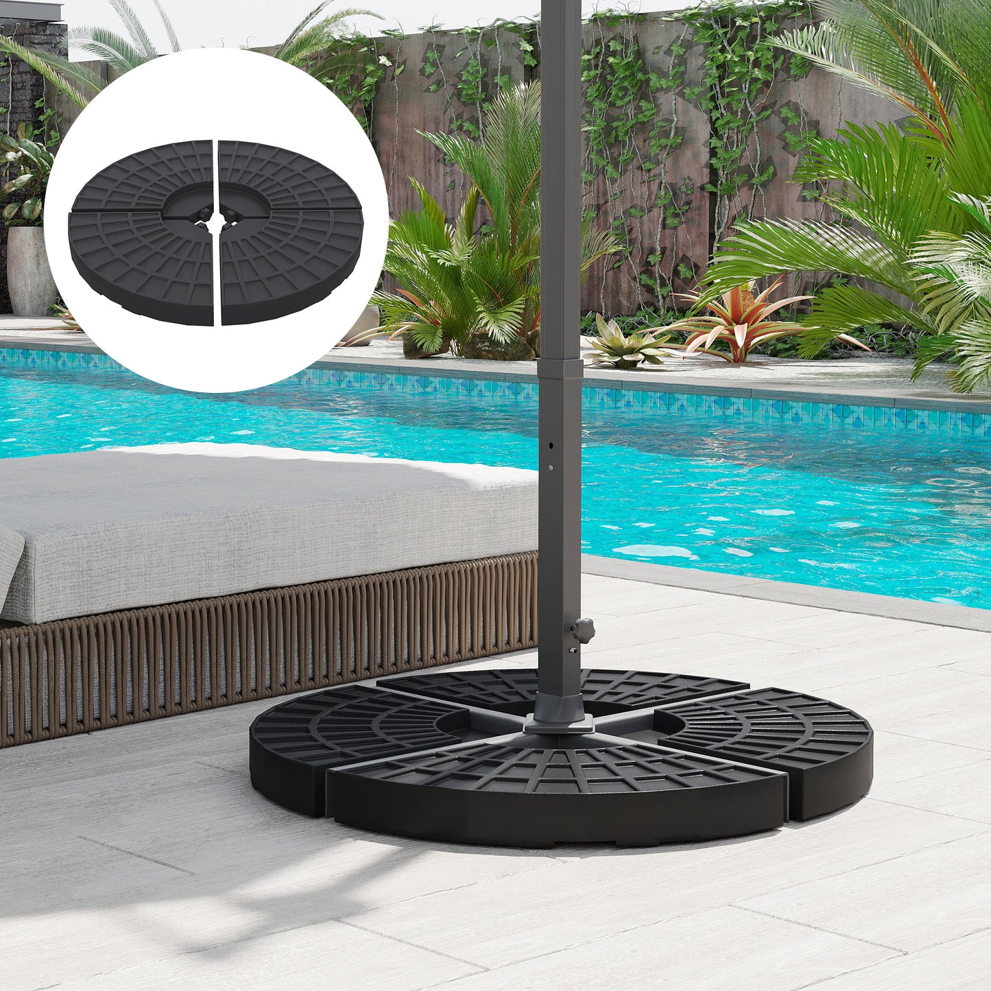 4 PCs 70KG Portable Round Parasol Base Umbrella Cross Stand Weights