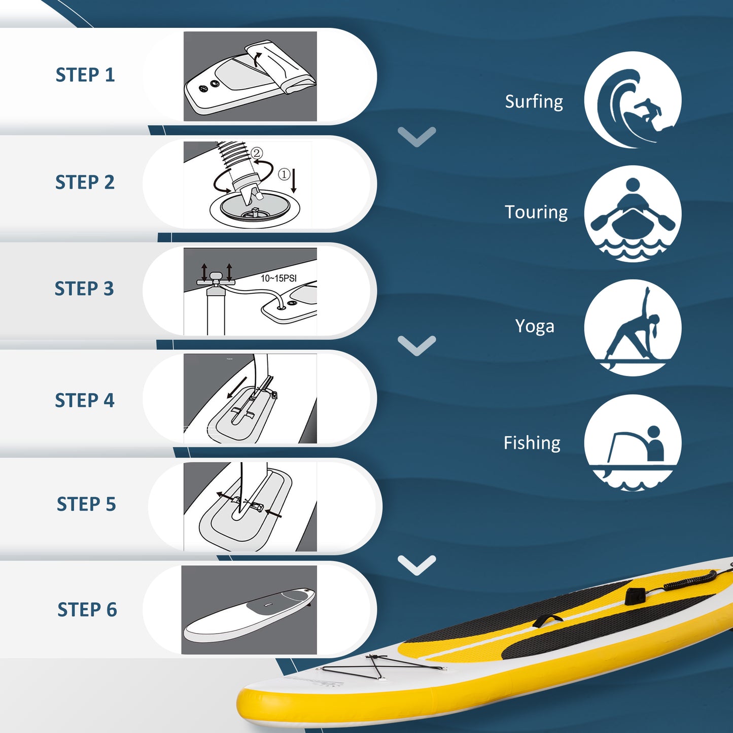 10' x 30" x 6" Inflatable Stand Up Paddle Board