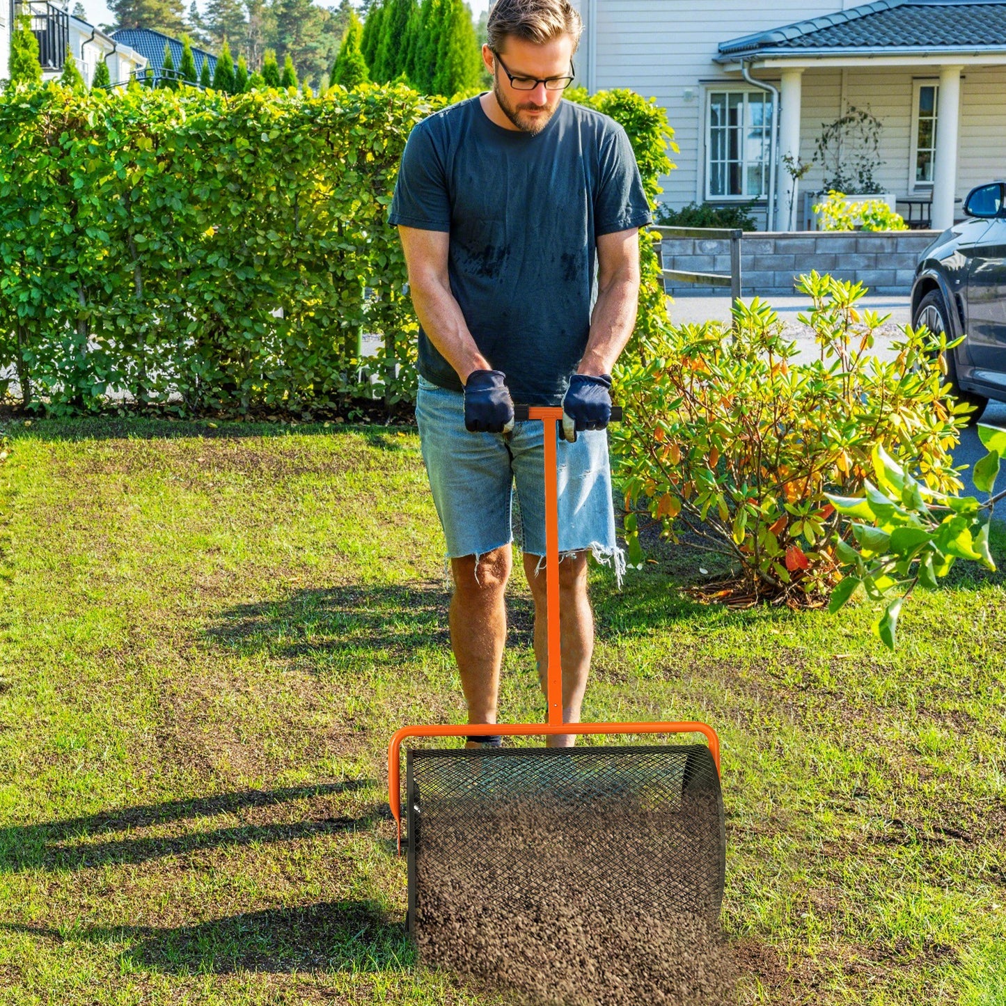 Compost Spreader, 24" Peat Moss Spreader