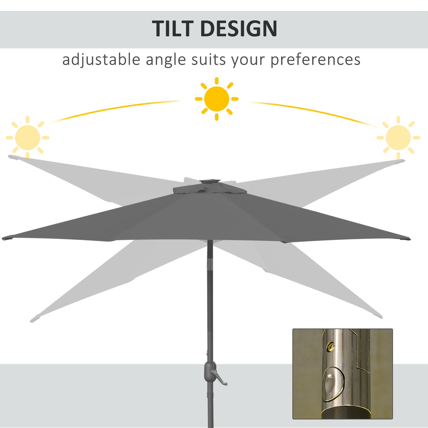 2.7m Patio Garden Umbrella Outdoor Parasol with Tilt Crank (3)