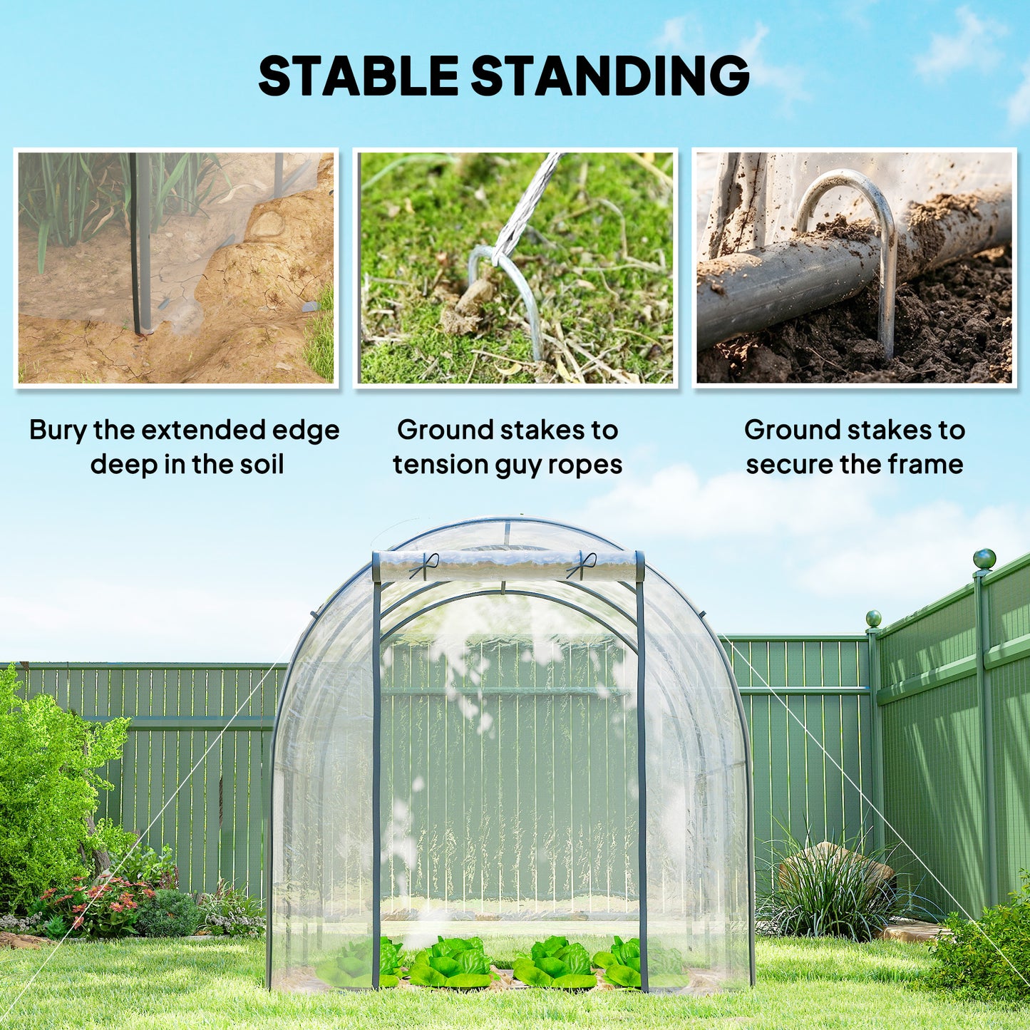 Polytunnel Greenhouse Walk-in Grow House with Plasric Cover, Door