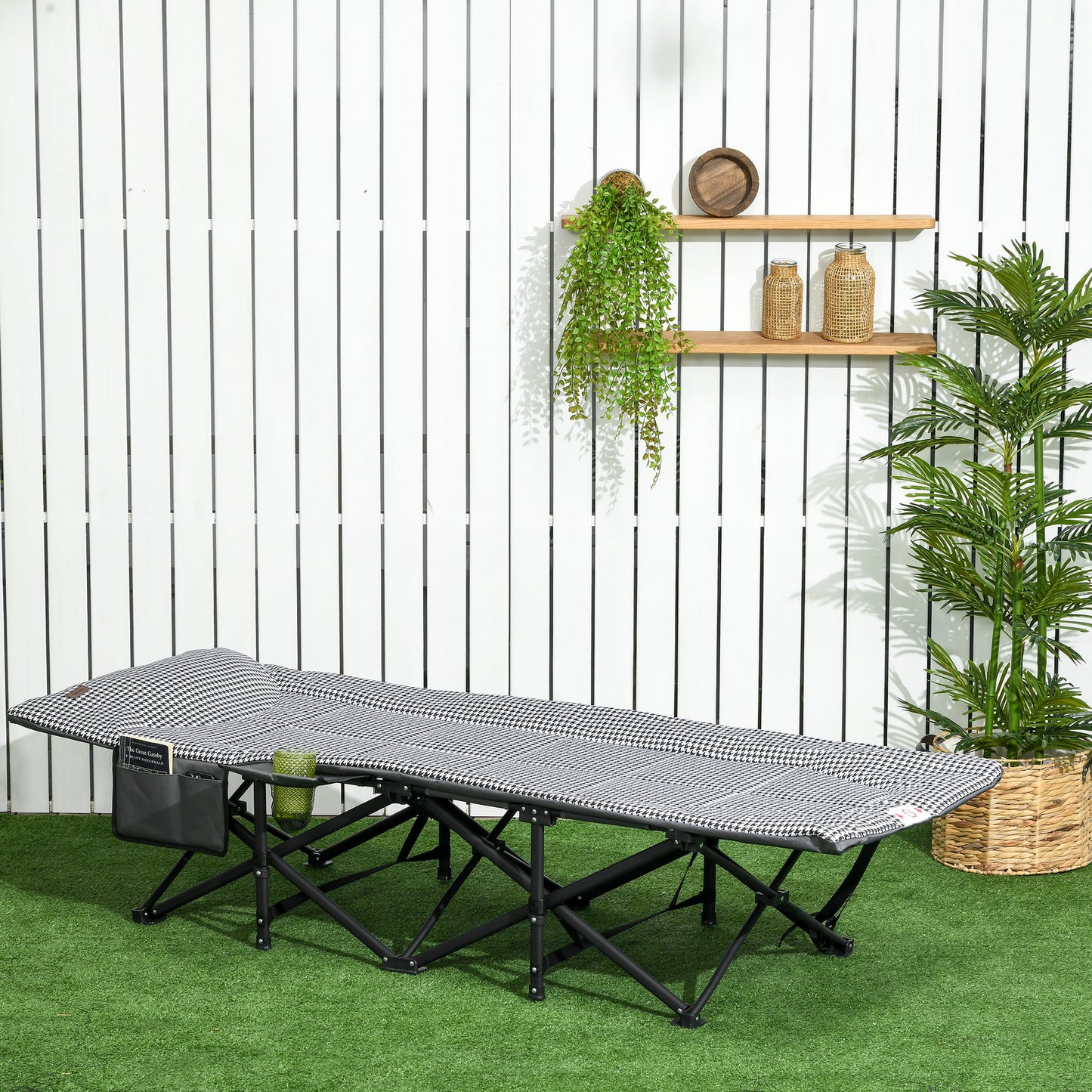 Foldable Camp Bed, Padded Patio Camping Bed with Carry Bag