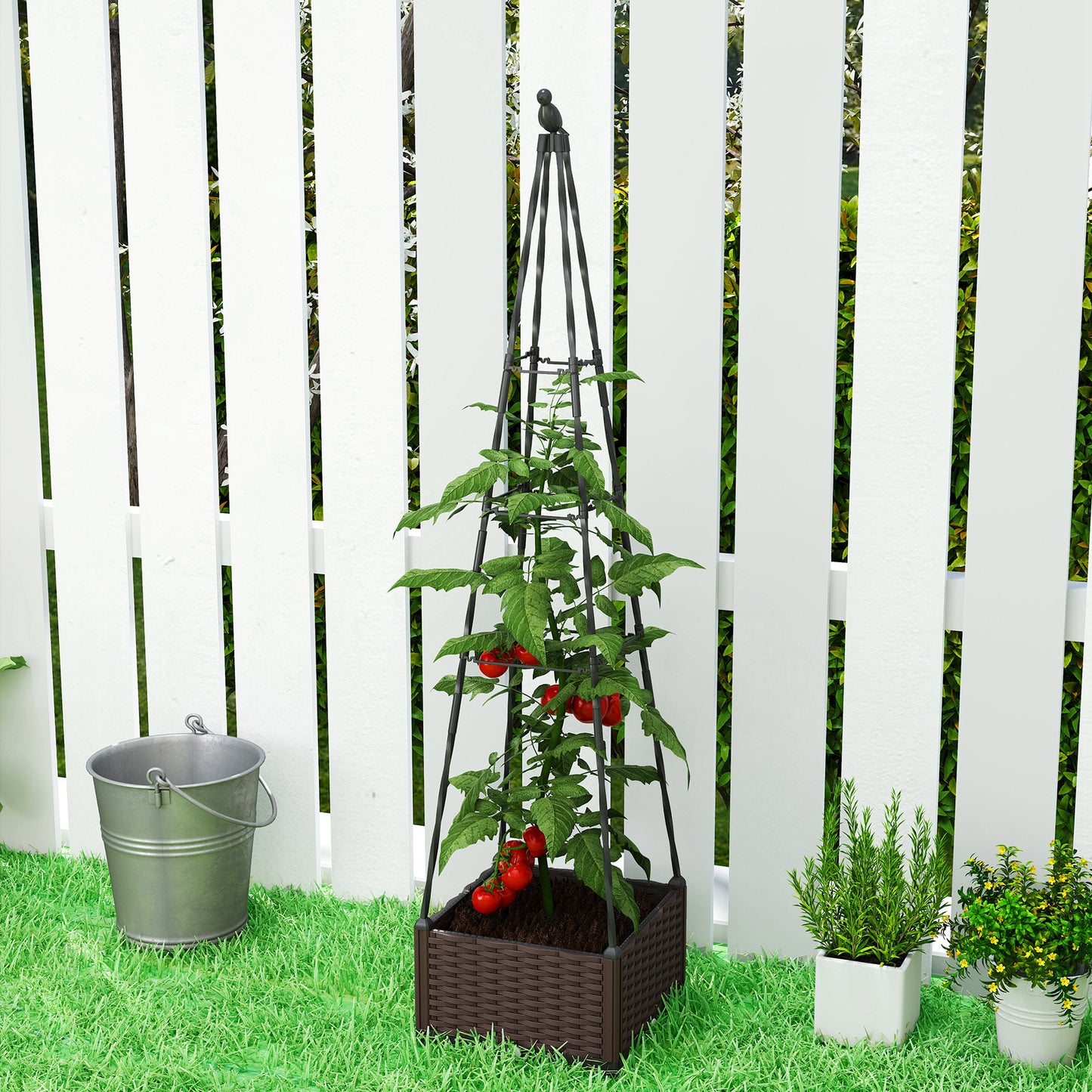 Raised Bed for Garden, Raised Garden Bed Planter Box with Trellis