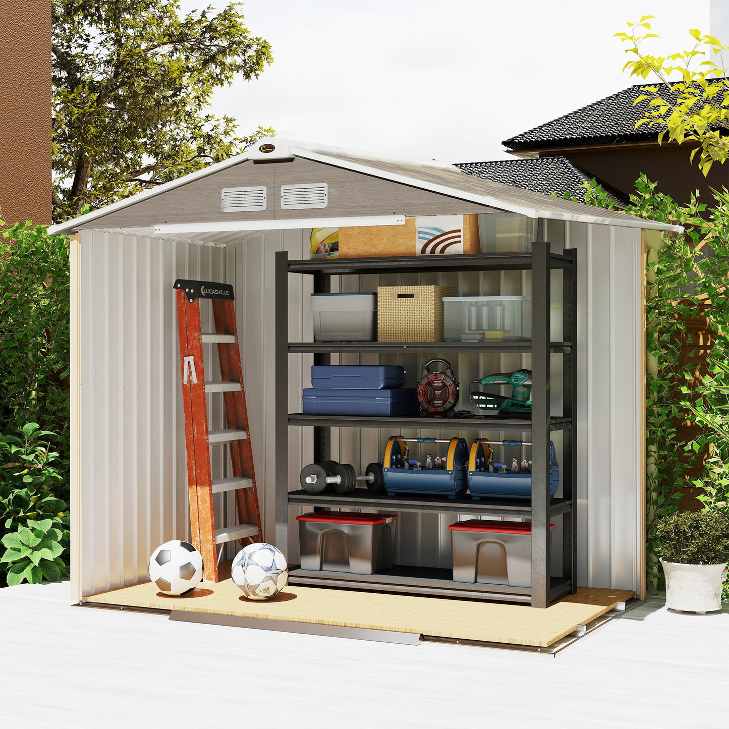 7 x 4ft Metal Garden Storage Shed with Vents