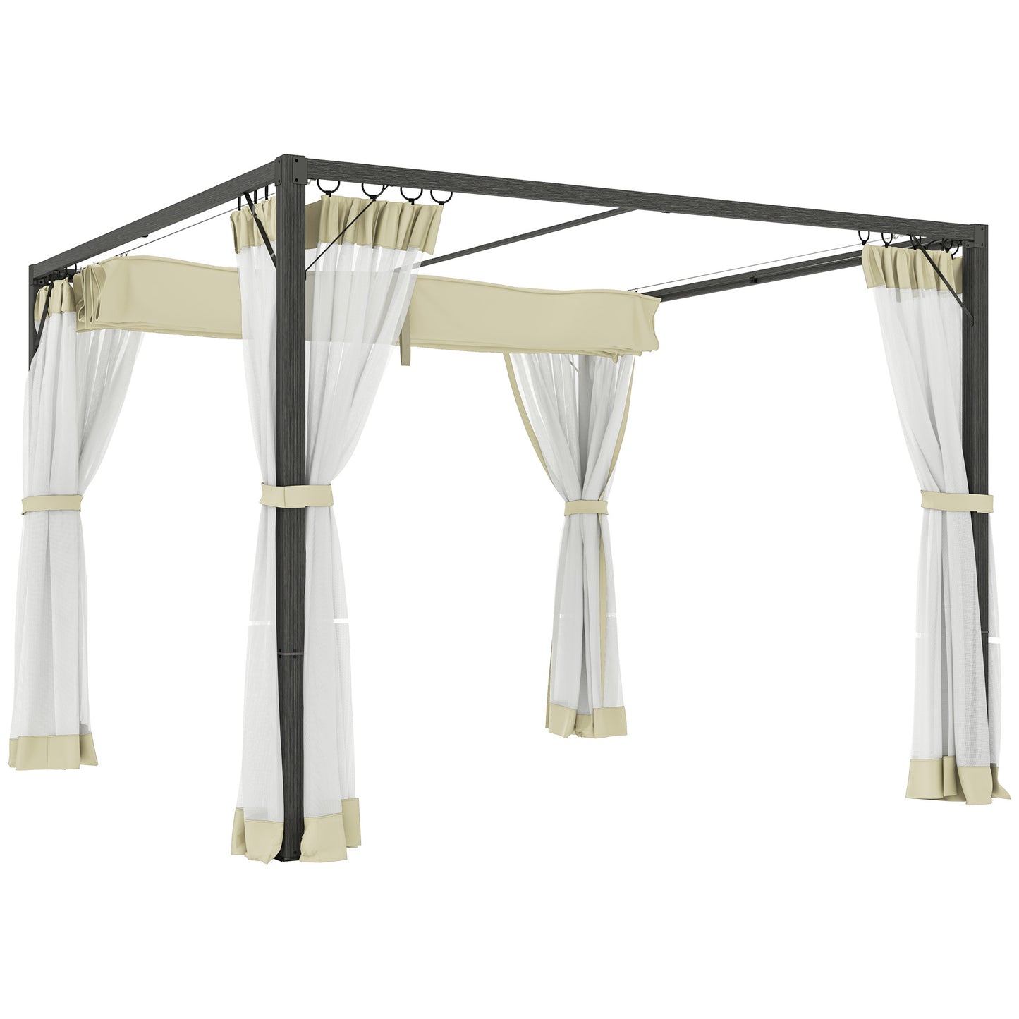 3 x 3m Aluminium Frame Pergola, with Retractable Roof