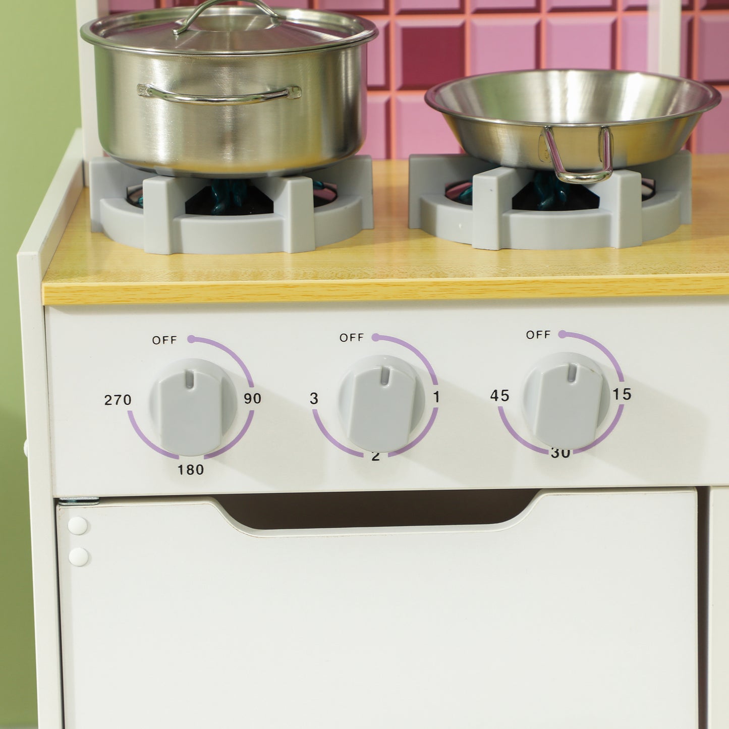 Kids Play Kitchen, Pretend Play Kitchen with Realistic Oven, Stove