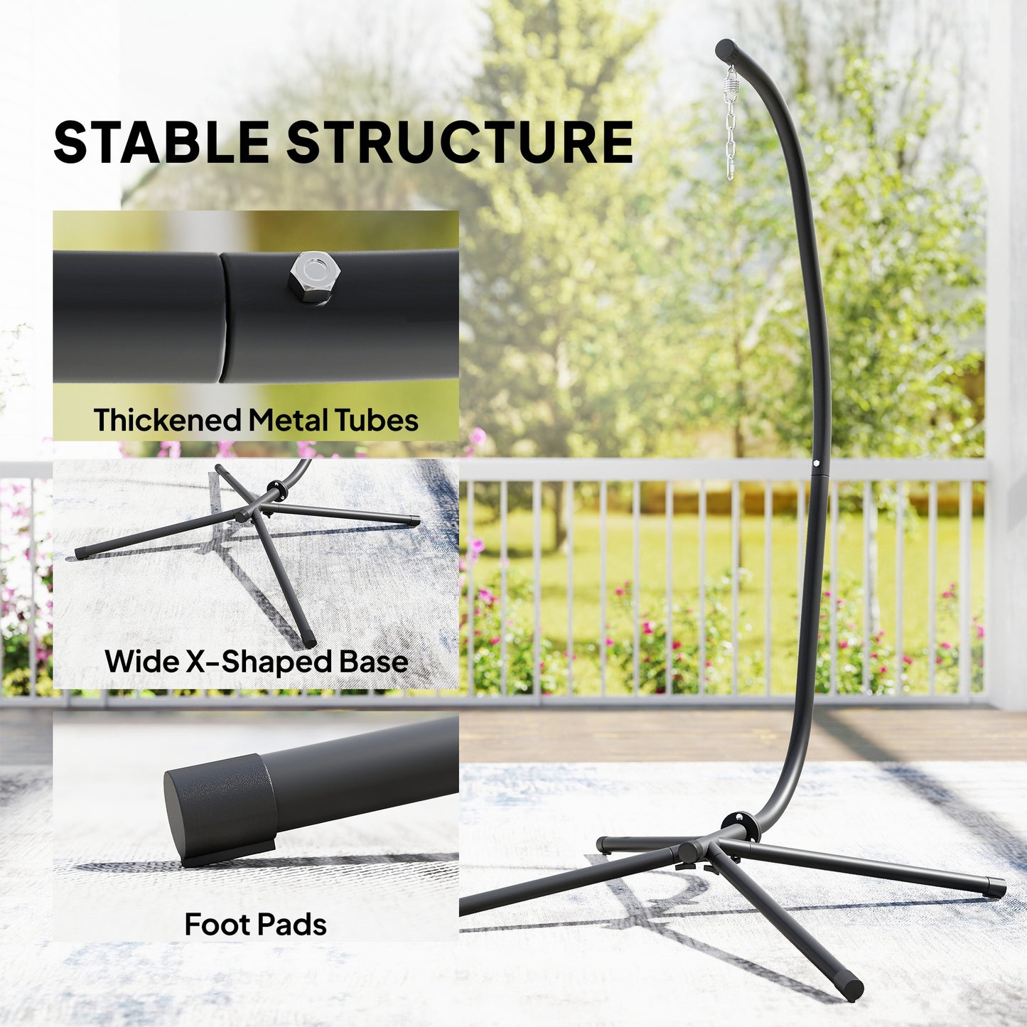 Hanging Egg Chair Stand Only, Hammock Chair C-Stand with Hanging Chain