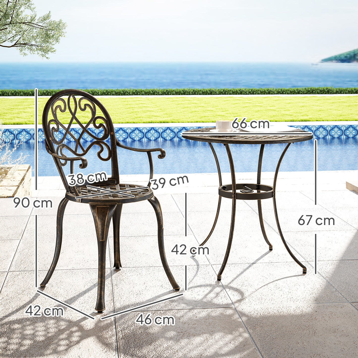Three-Piece Elegant Aluminium Garden Set