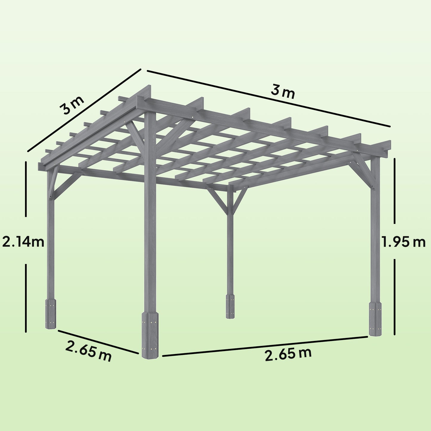3 x 3 m Wooden Pergola Kit (1)