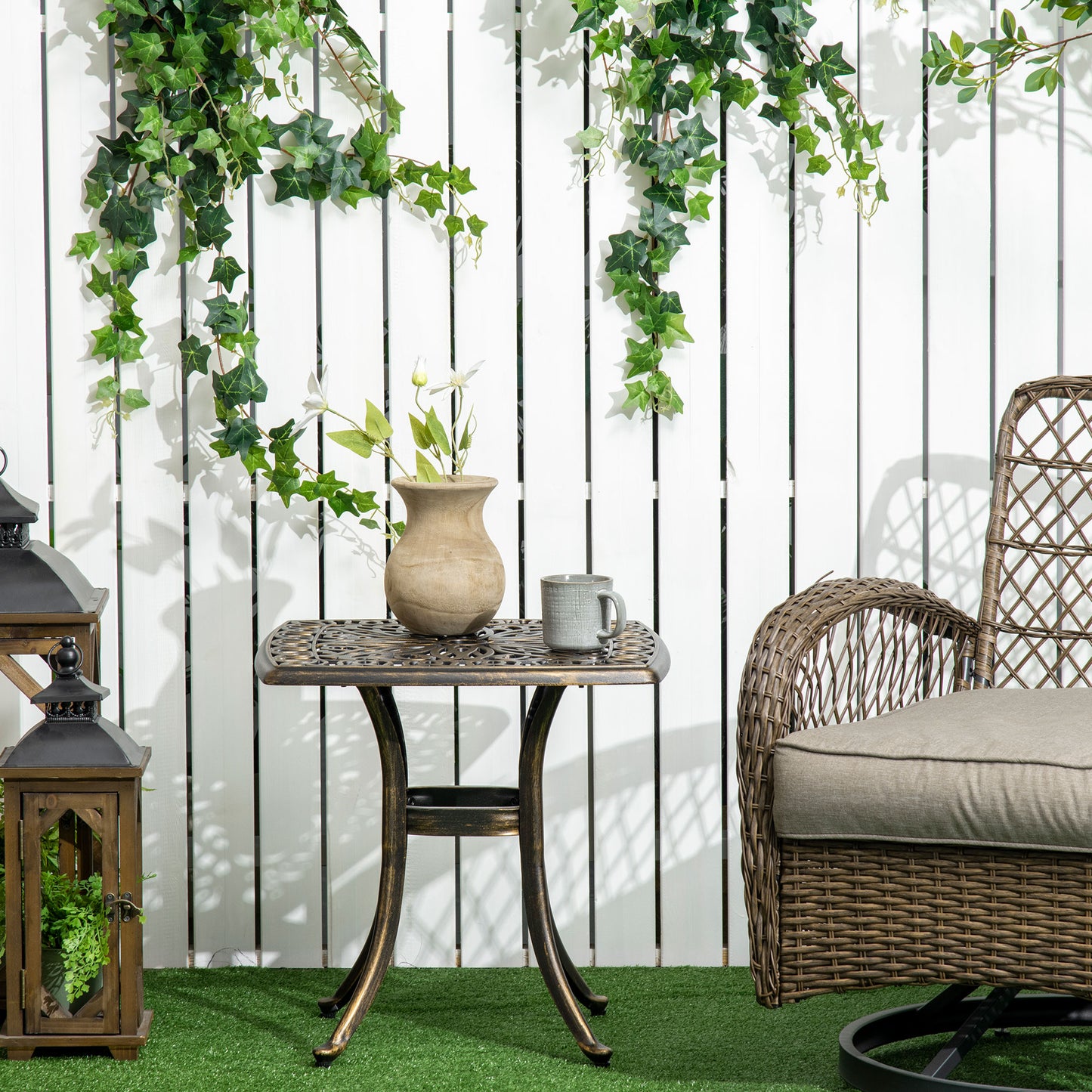 Outdoor Patio Side Table with 38mm Dia. Umbrella Hole