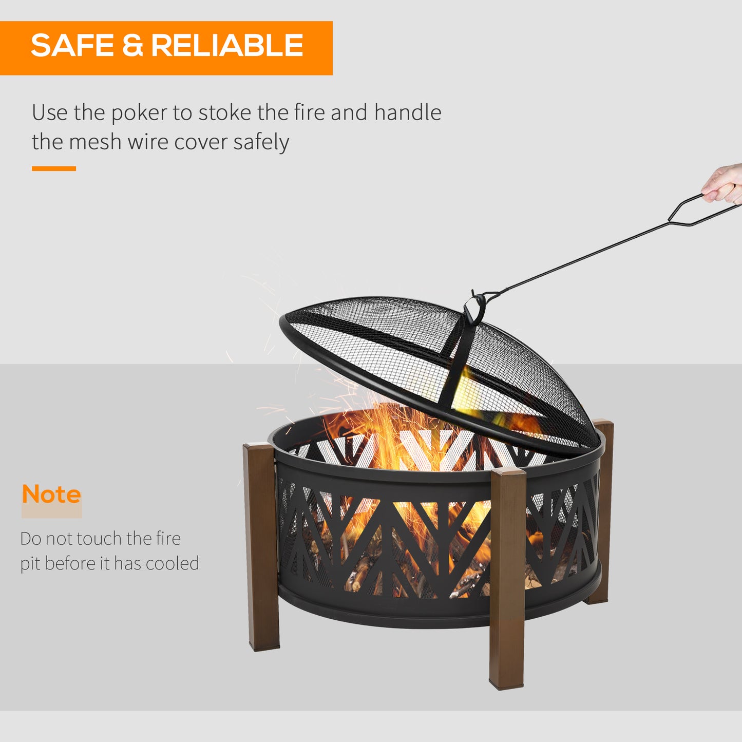 Metal Large Firepit Bowl Outdoor 2-In-1 Round Fire Pit Brazier w/