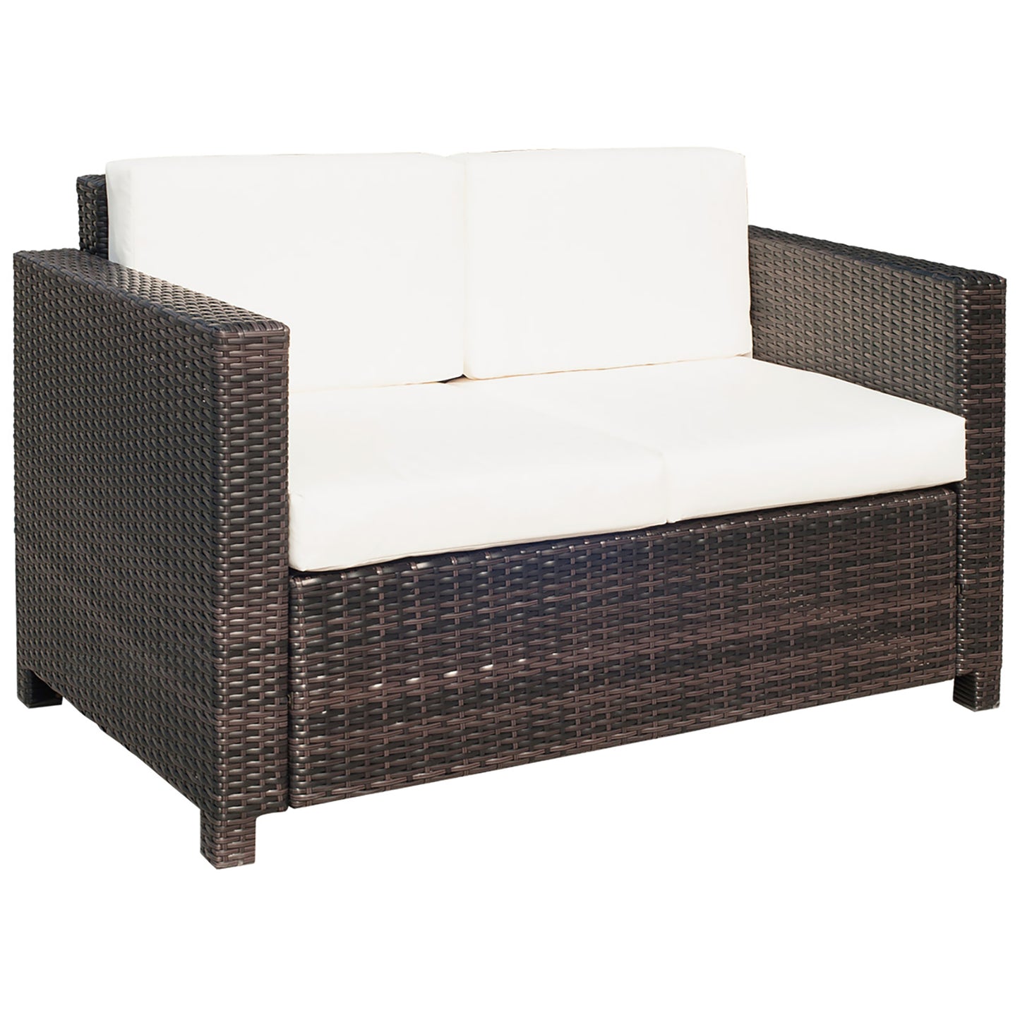 Rattan Sofa, 2 Seater Garden Furniture with Soft Padded Cushion (2)