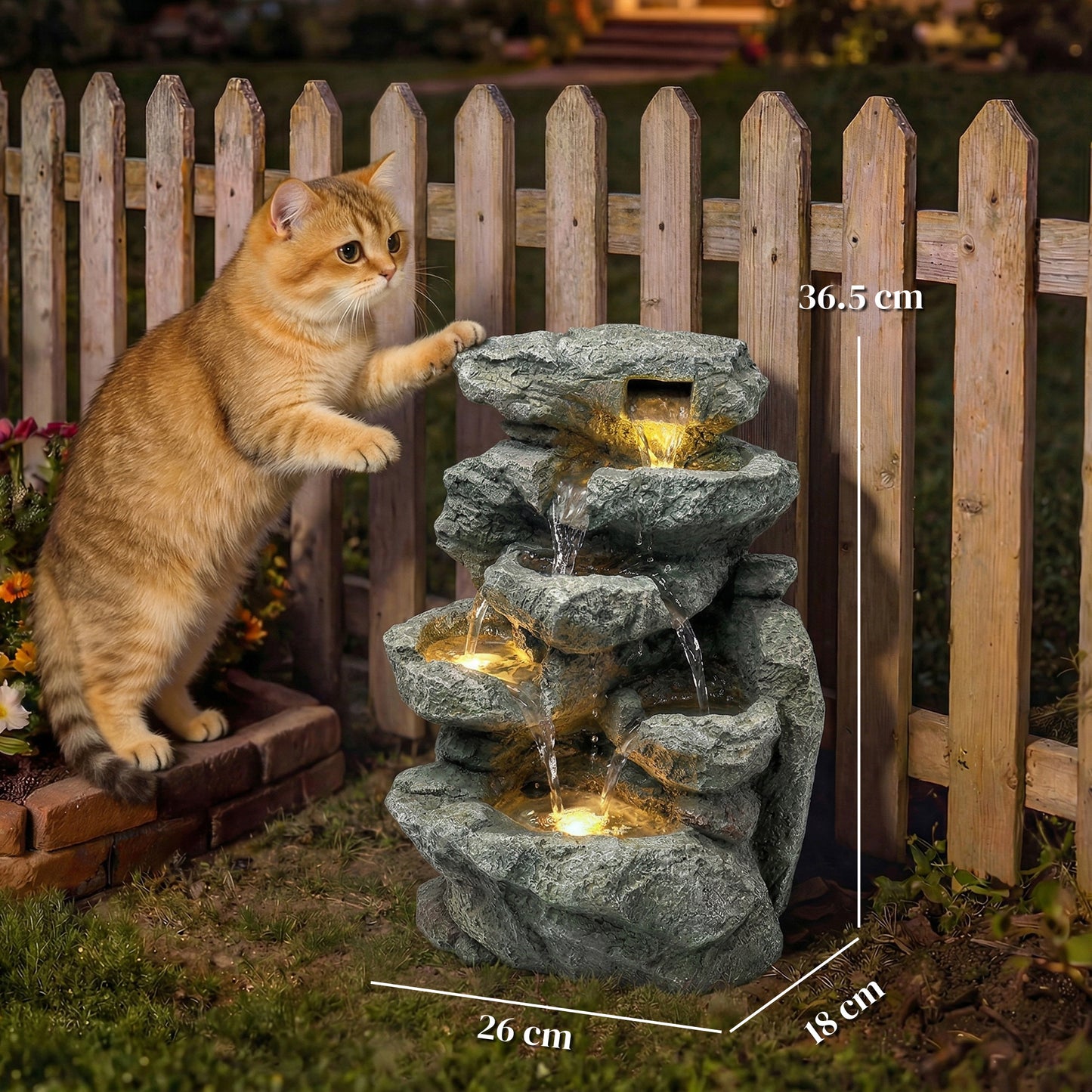 Outdoor Fountain with 6-Tier Rock Design