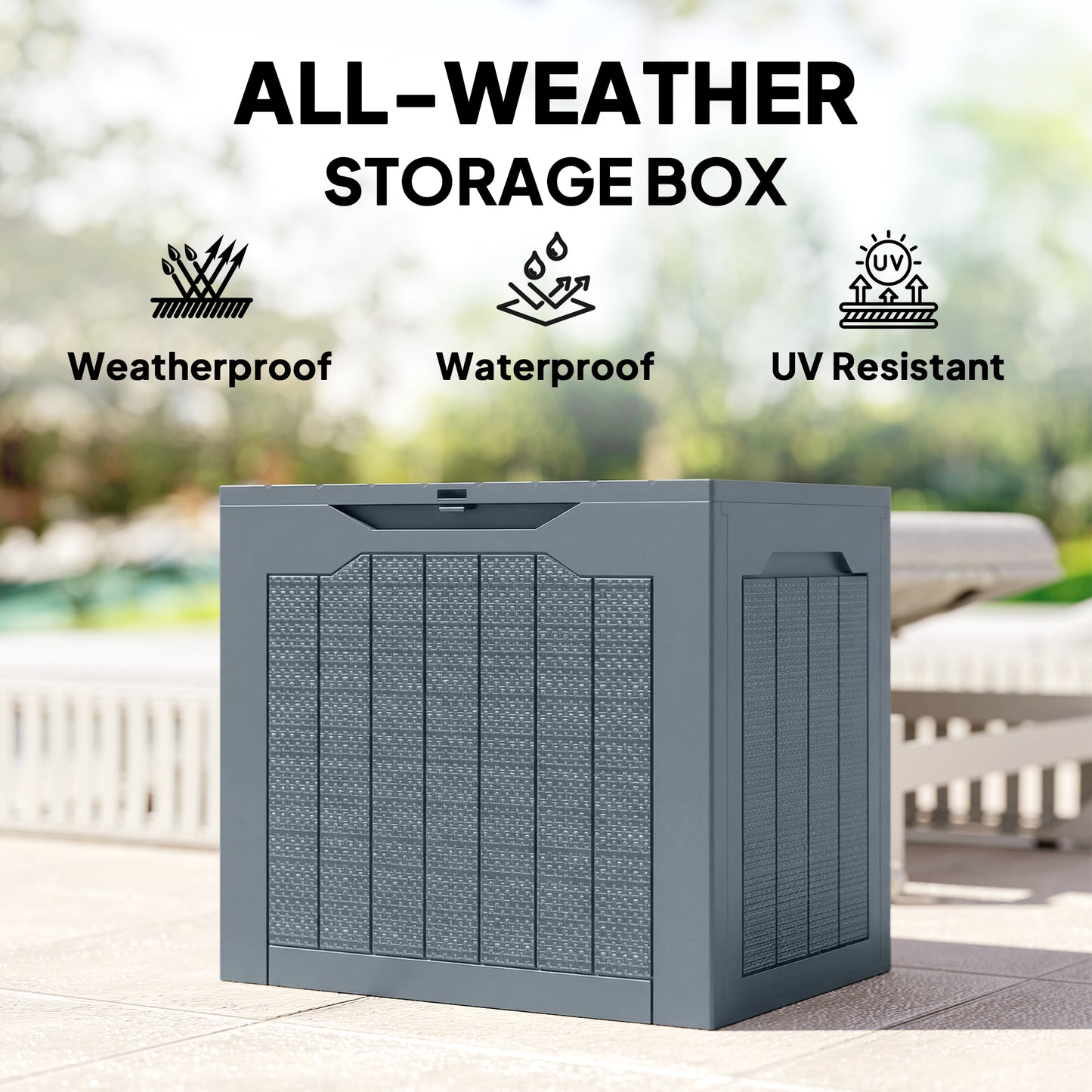 93L Plastic Garden Storage Box, Outdoor Storage Box with Handles
