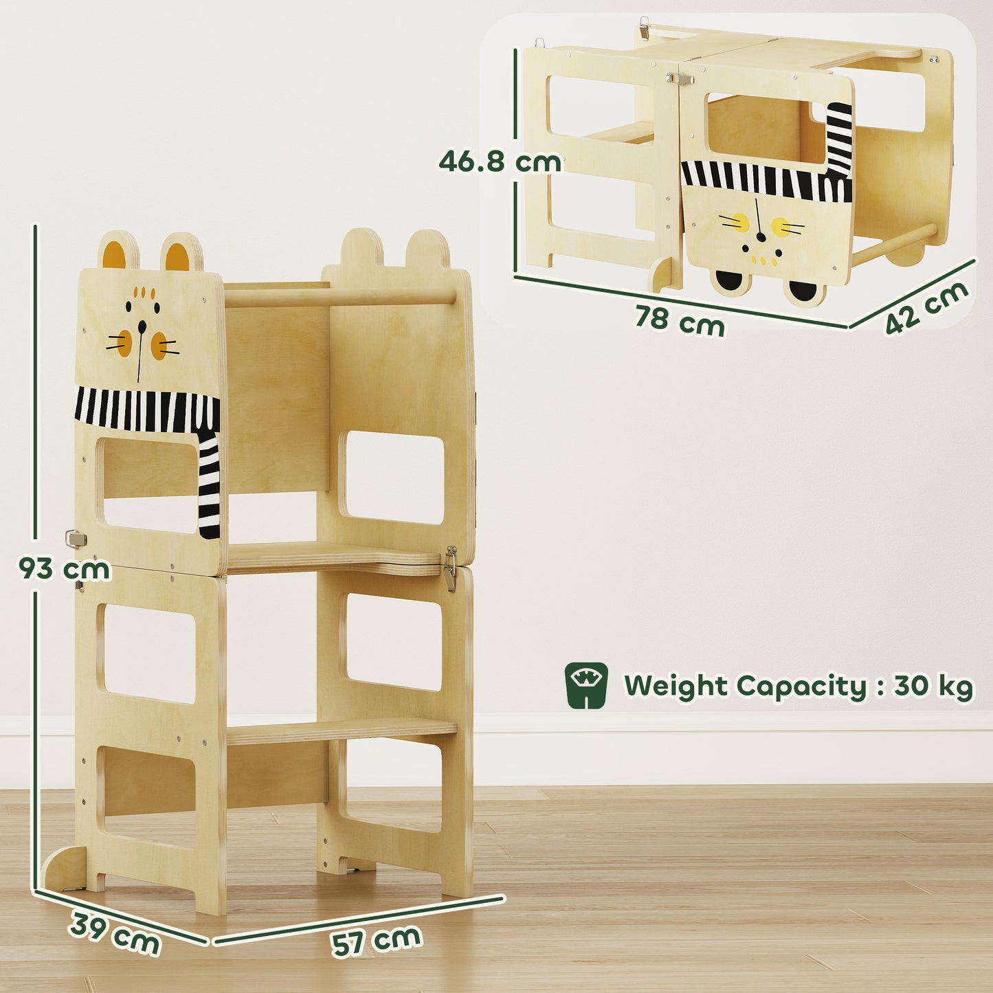 Toddler Step Stool, Standing Tower with Chalkboard