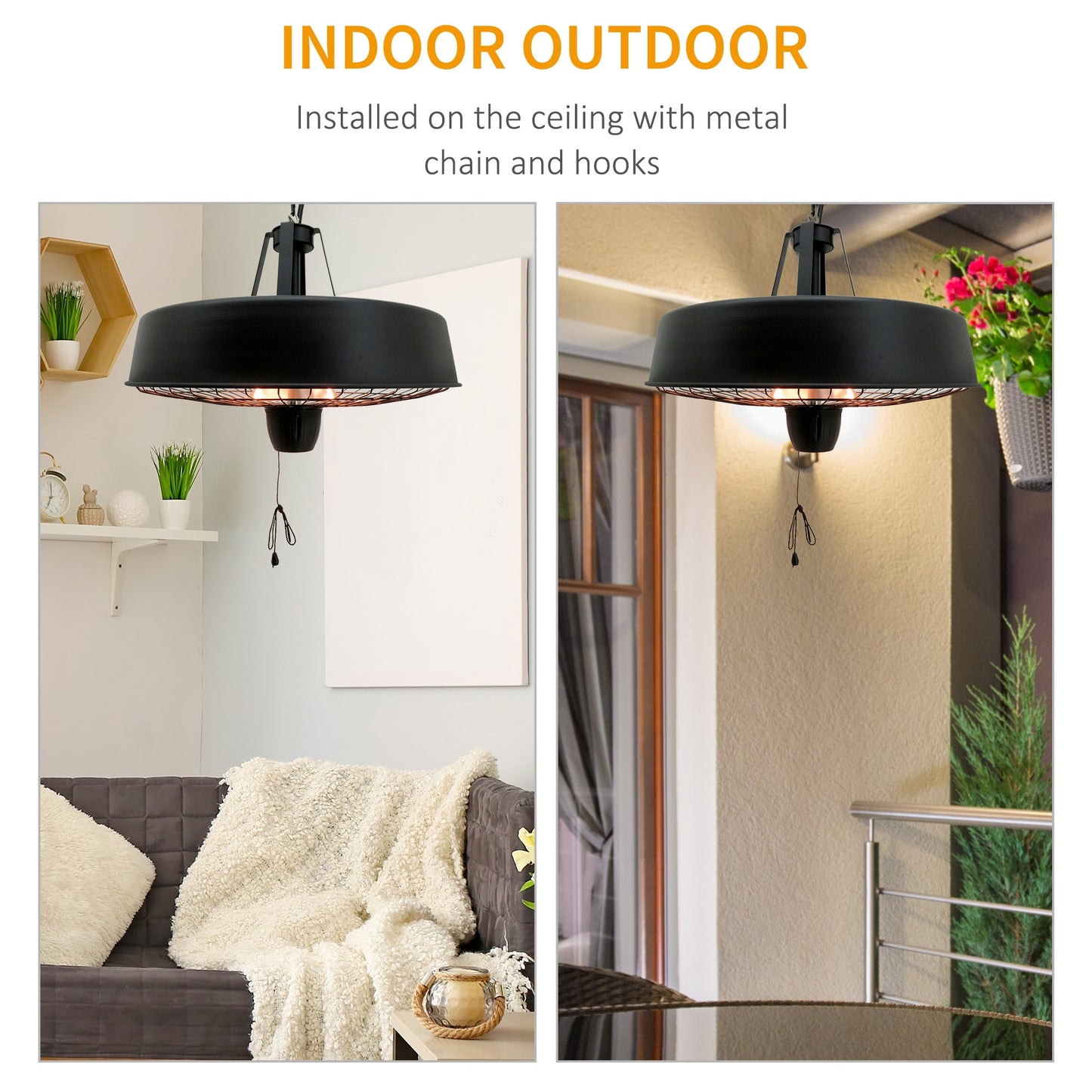 Adjustable Power 1000/2500W Infrared Halogen Electric Patio Light