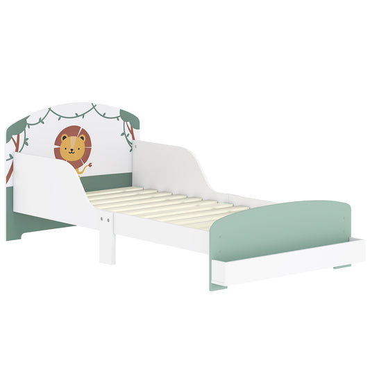 Toddler Bed with Storage, Guardrails, Lion Design
