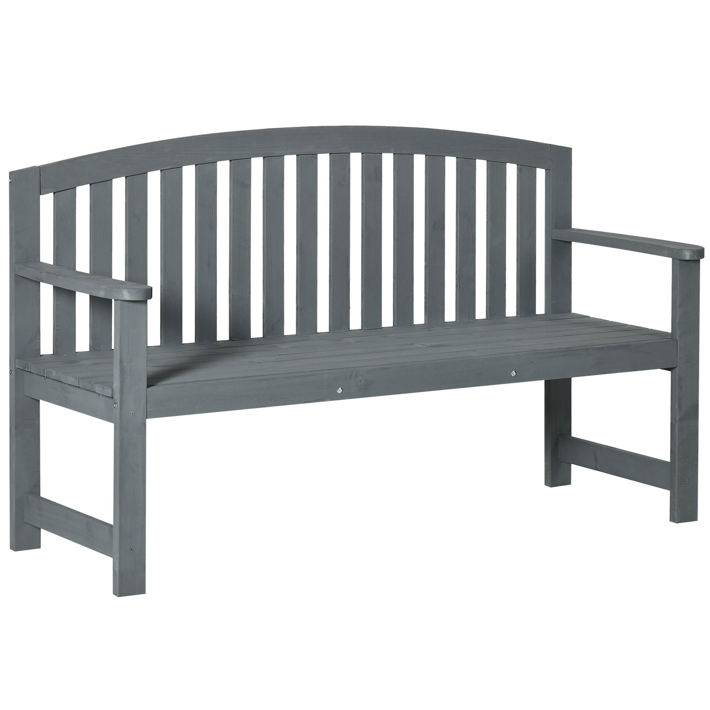 2 Seater Wooden Garden Bench with Armrest