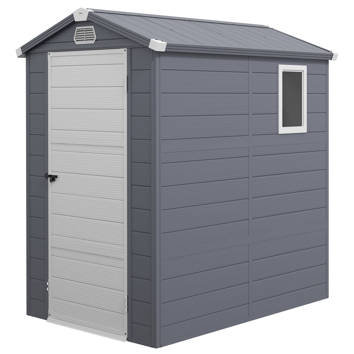 4.4ft x 6.2ft Aluminium Frame and Plastic Wall Shed, with Foundation