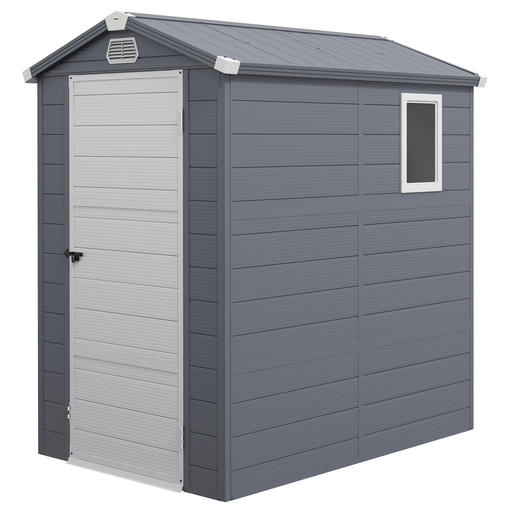 4.4ft x 6.2ft Aluminium Frame and Plastic Wall Shed, with Foundation
