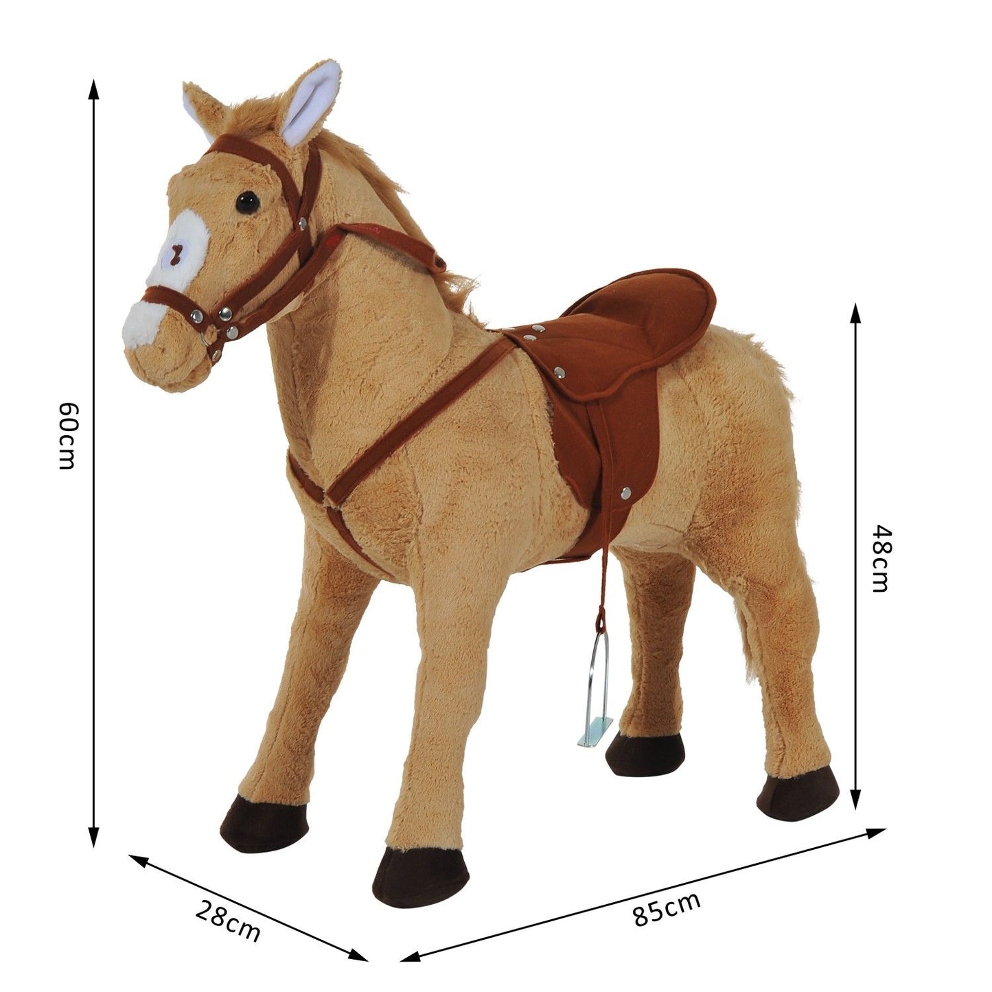 Kids Ride On Standing Horse Cuddly Toy Children Plush Soft Pony