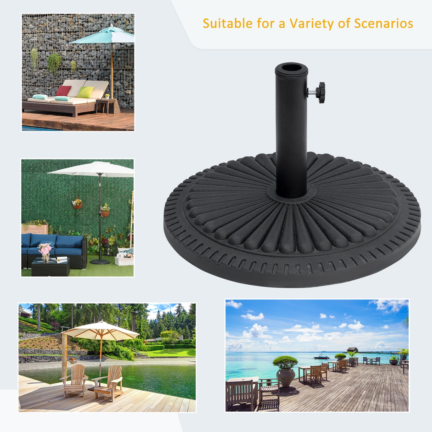 14kg Round Cement Parasol Base Umbrella Weight Stand Holder Fits