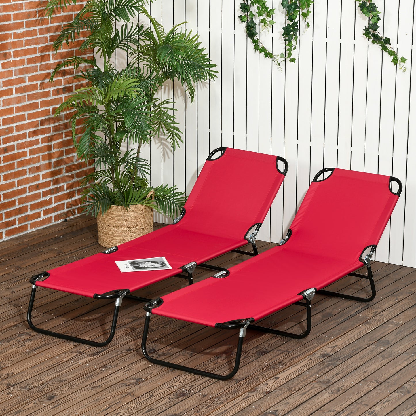 Set of Two Folding Sun Loungers (1)