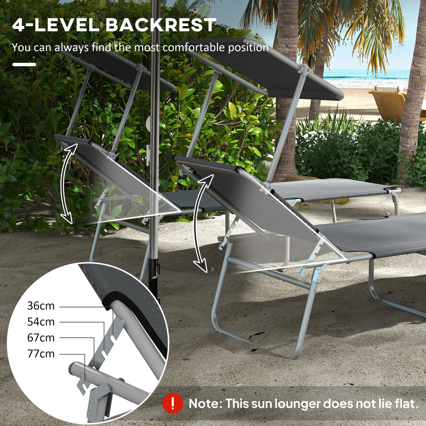 Folding Sun Lounger with Canopy