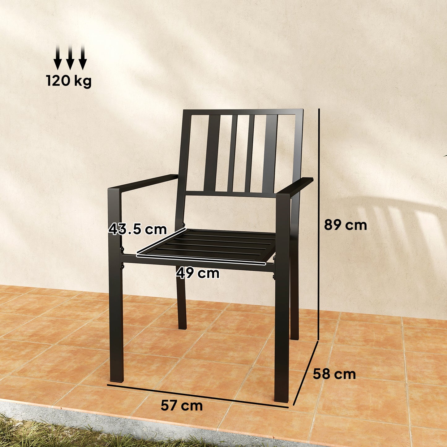 Set of Two Minimal Metal Garden Chairs
