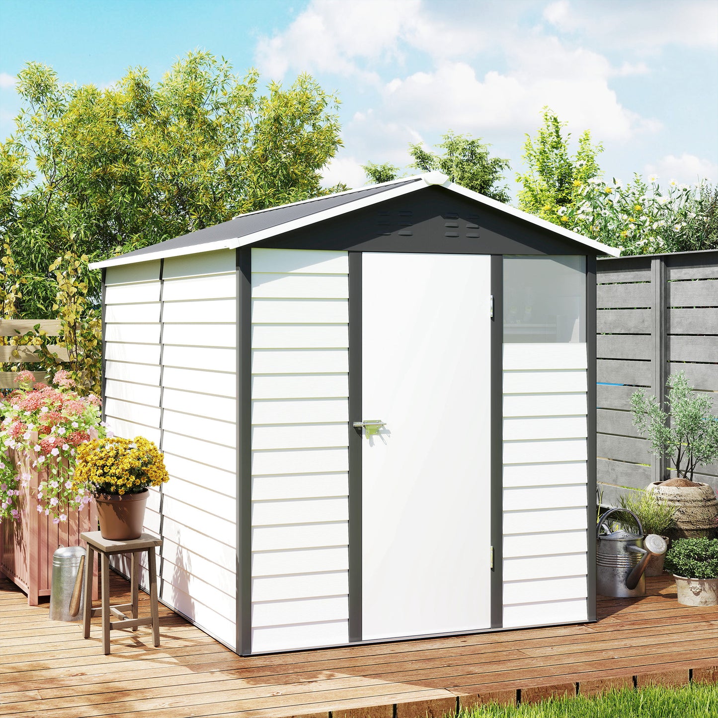 9x 6FT Metal Outdoor Garden Shed